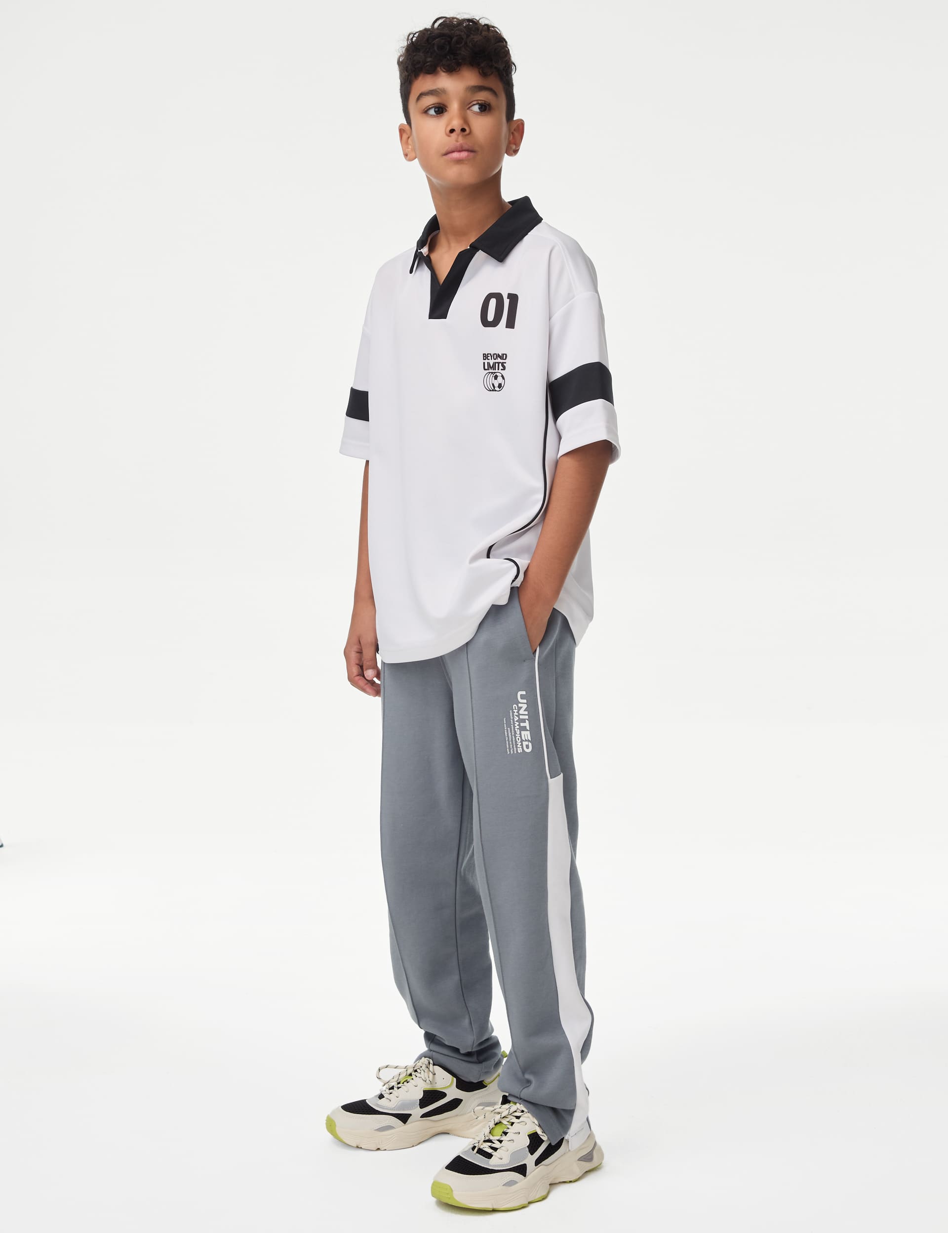 M&S Boys Cotton Rich Sports Joggers (6-16 Yrs) - 10-11 - Grey, Grey