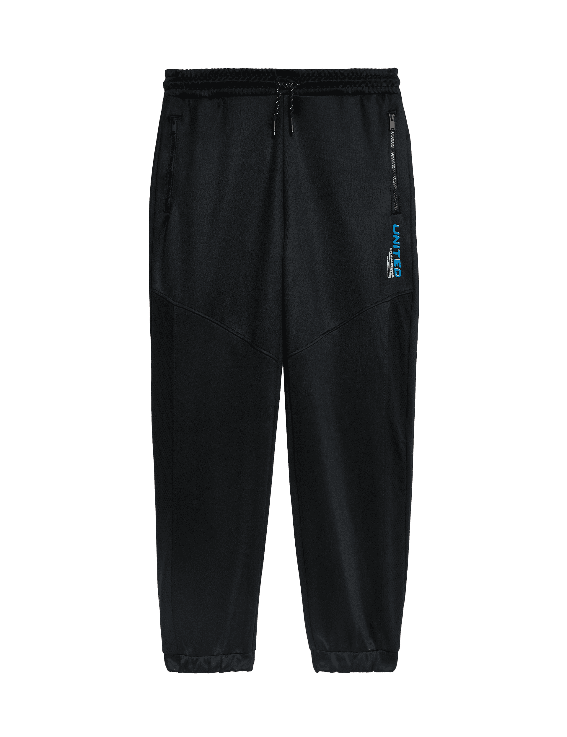 M&S Collection Boys Sports Joggers with Cotton (6-16 Yrs) - 7-8 Y - Black, Black