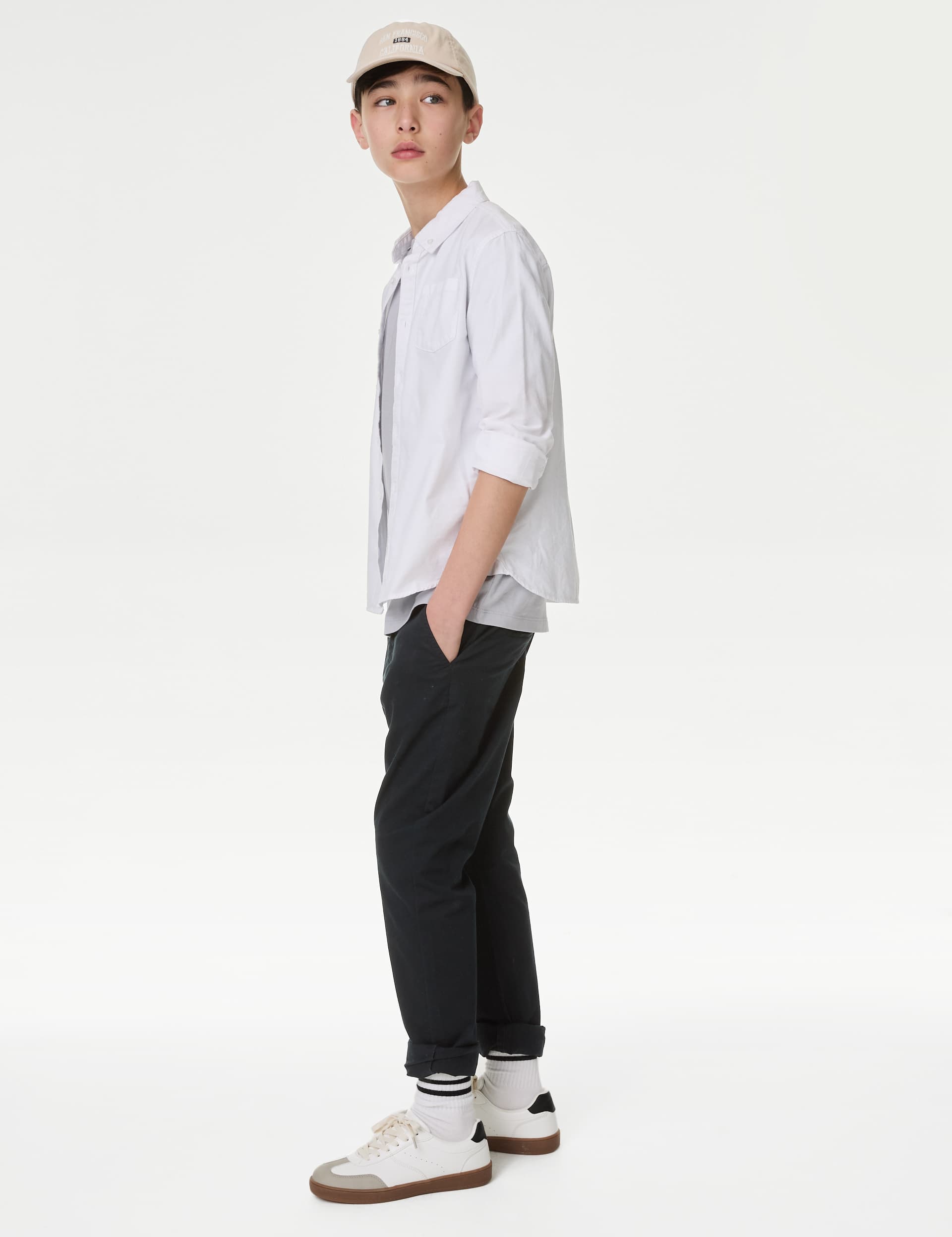 M&S Collection Boys Cotton Rich Chinos (6-16 Yrs) - 11-12 - Black, Black