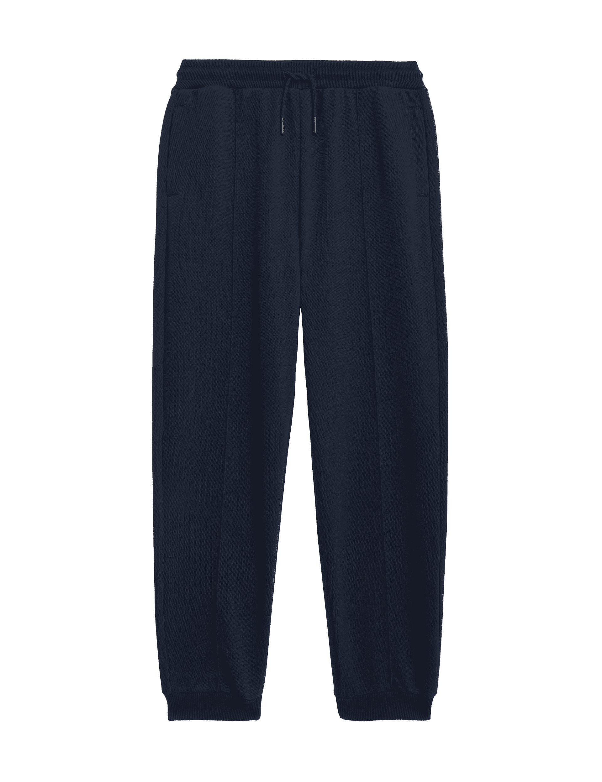 M&S Collection Boys Cotton Blend Pique Cuffed Trousers (6-16 Yrs) - 7-8 Y - Navy, Navy,Stone