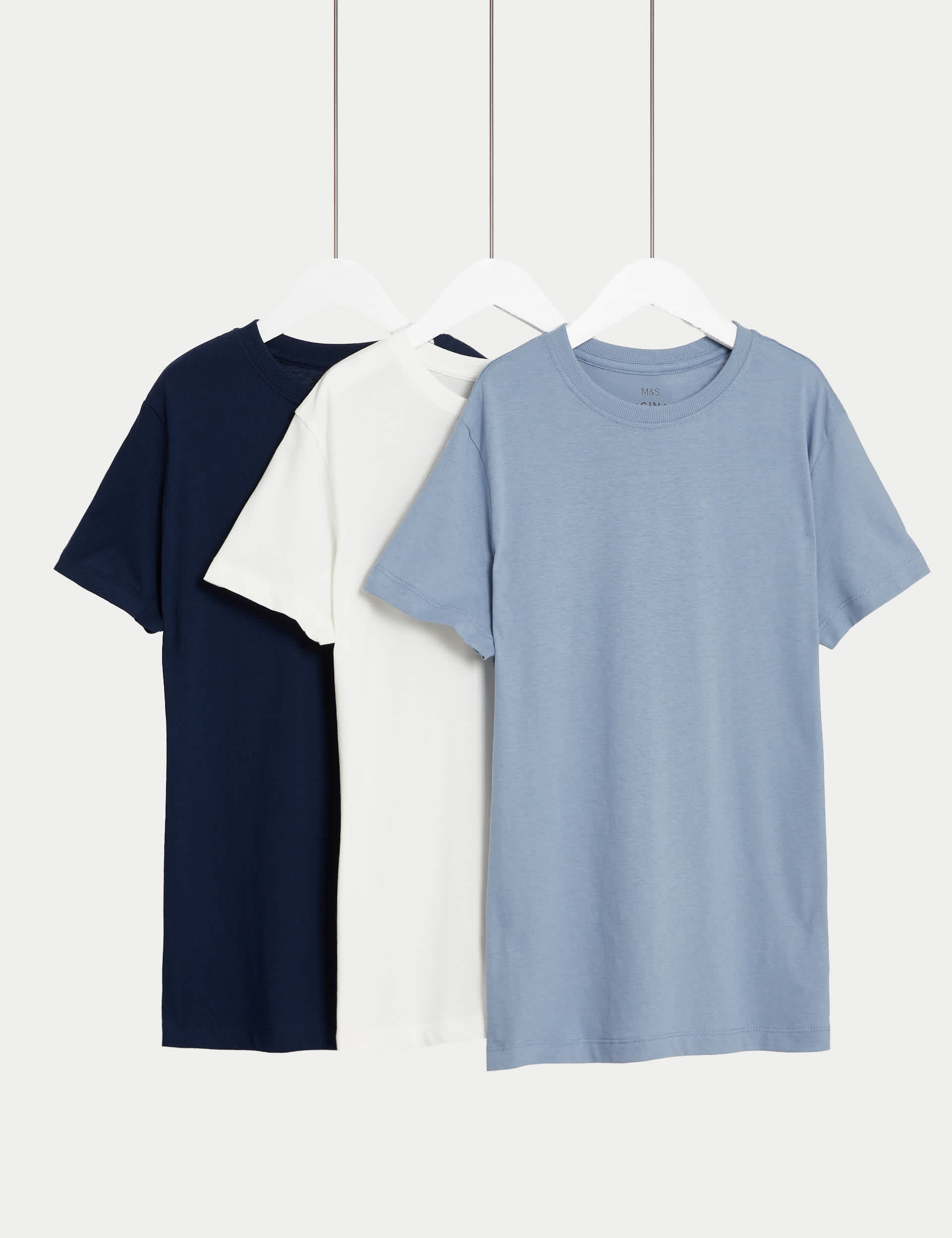 M&S Boys 3pk Pure Cotton T-Shirts (6-16 Yrs)