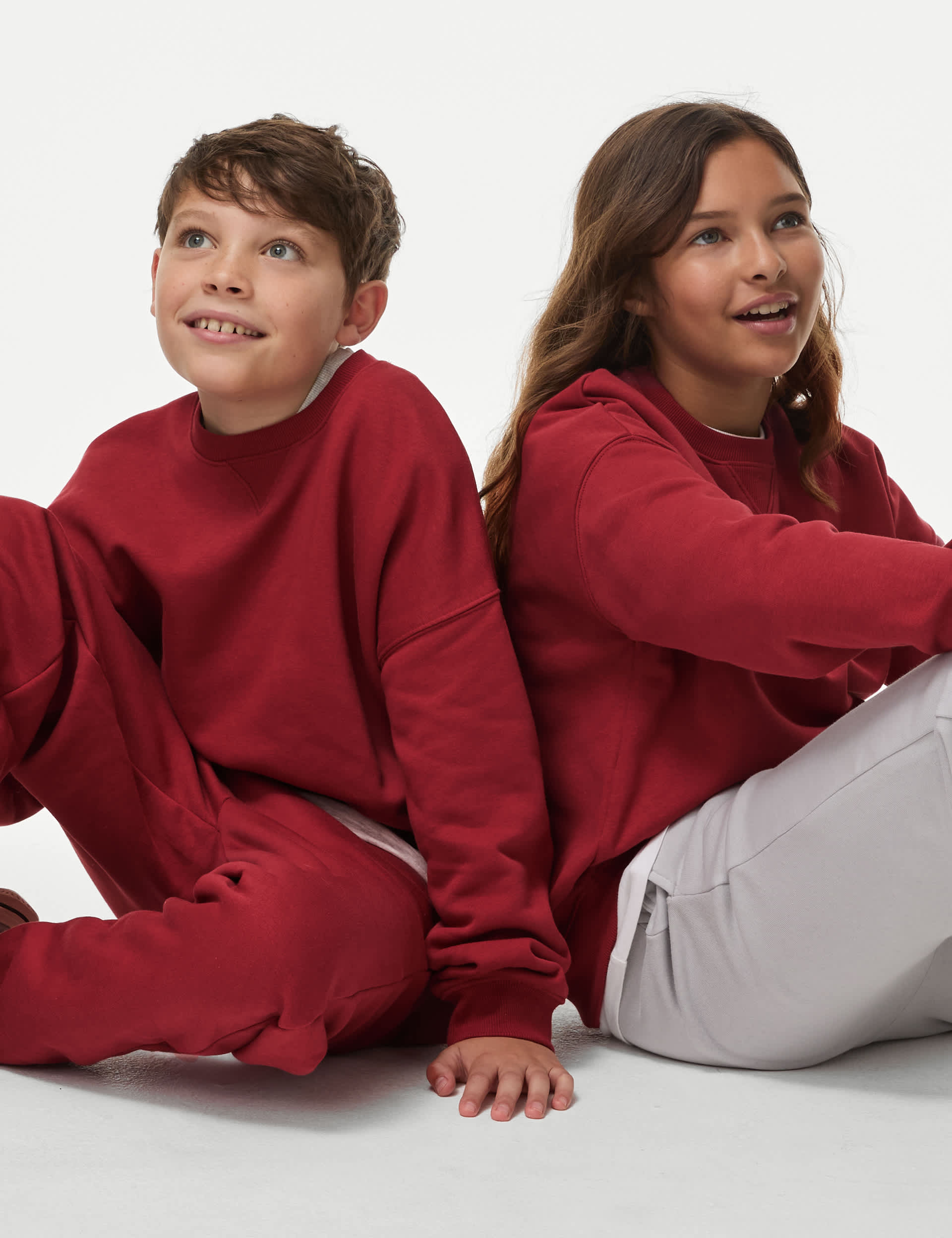 M&S Cotton Rich Sweatshirt (6-16 Yrs) - 9-10Y - Red, Red