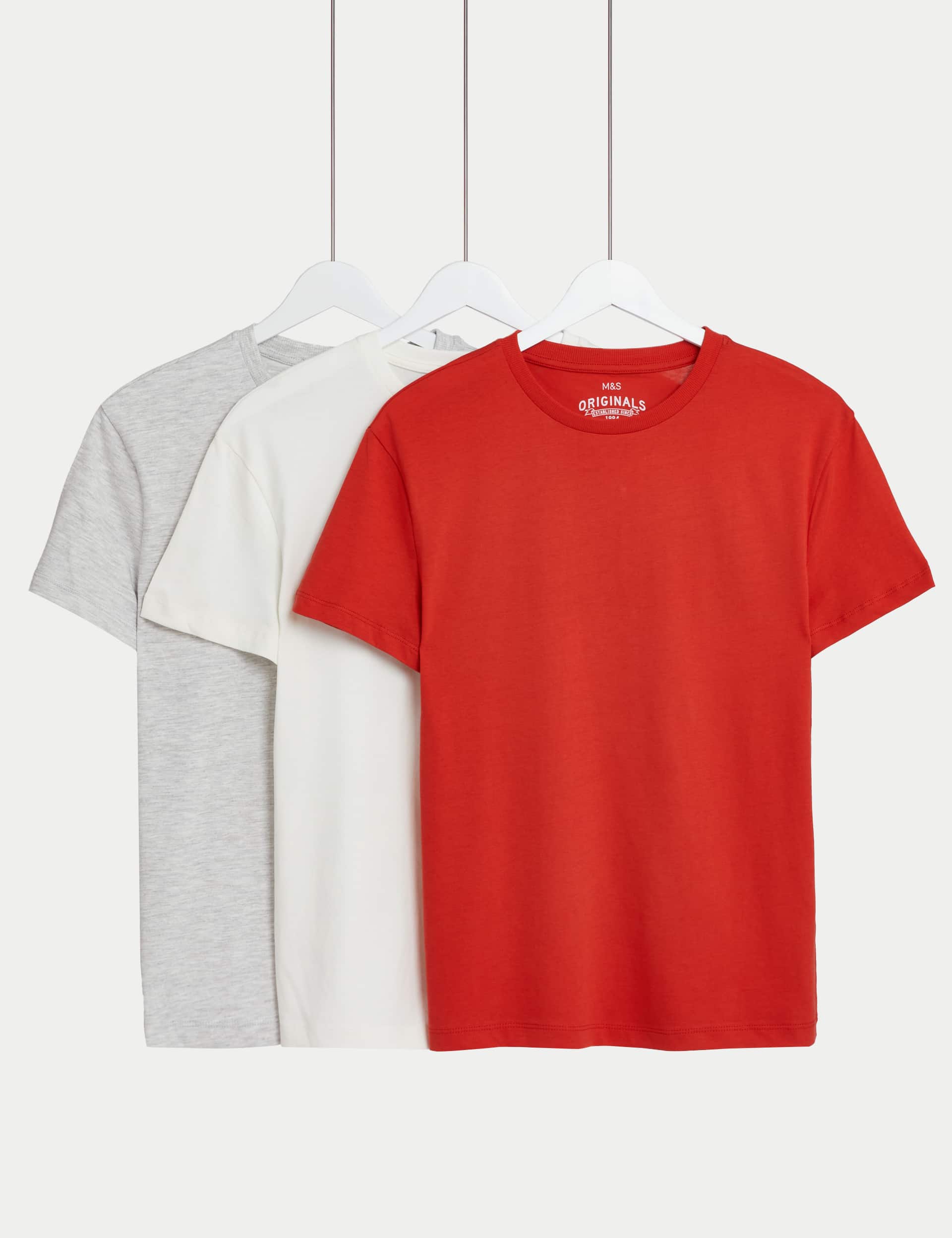 M&S Boys 3pk Pure Cotton T-Shirts (6-16 Yrs)