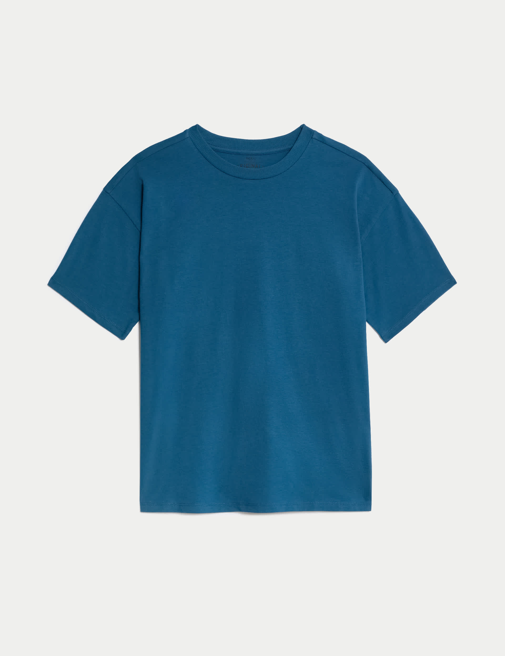 M&S Boys Pure Cotton Oversized T-shirt (6-16 Yrs) - 7-8 Y - Light Denim, Carbon,Light Denim