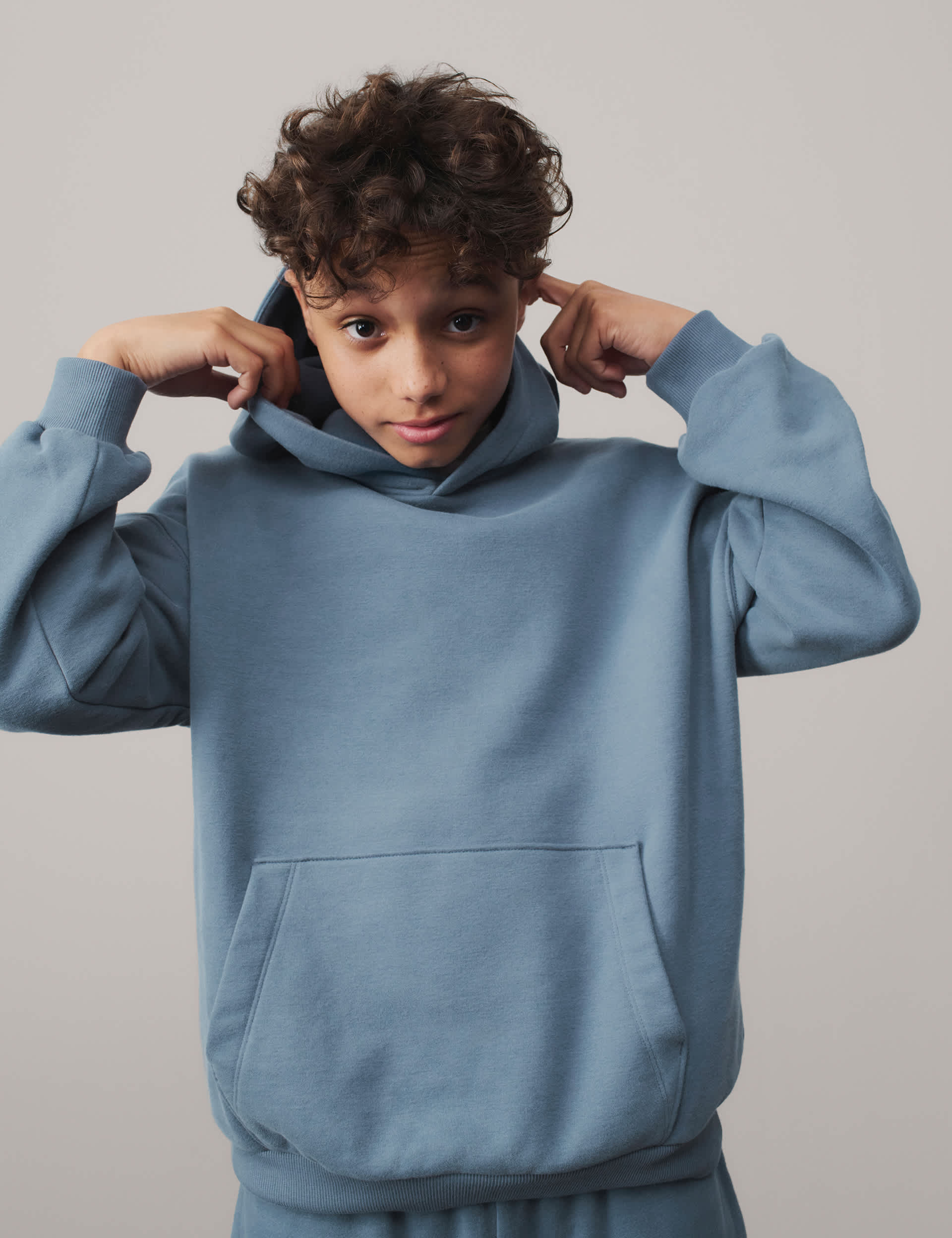 M&S Collection Cotton Rich Hoodie (6-16 Yrs) - 12-13 - Steel Blue, Green,Stone,Dark Grey,Navy,Black,