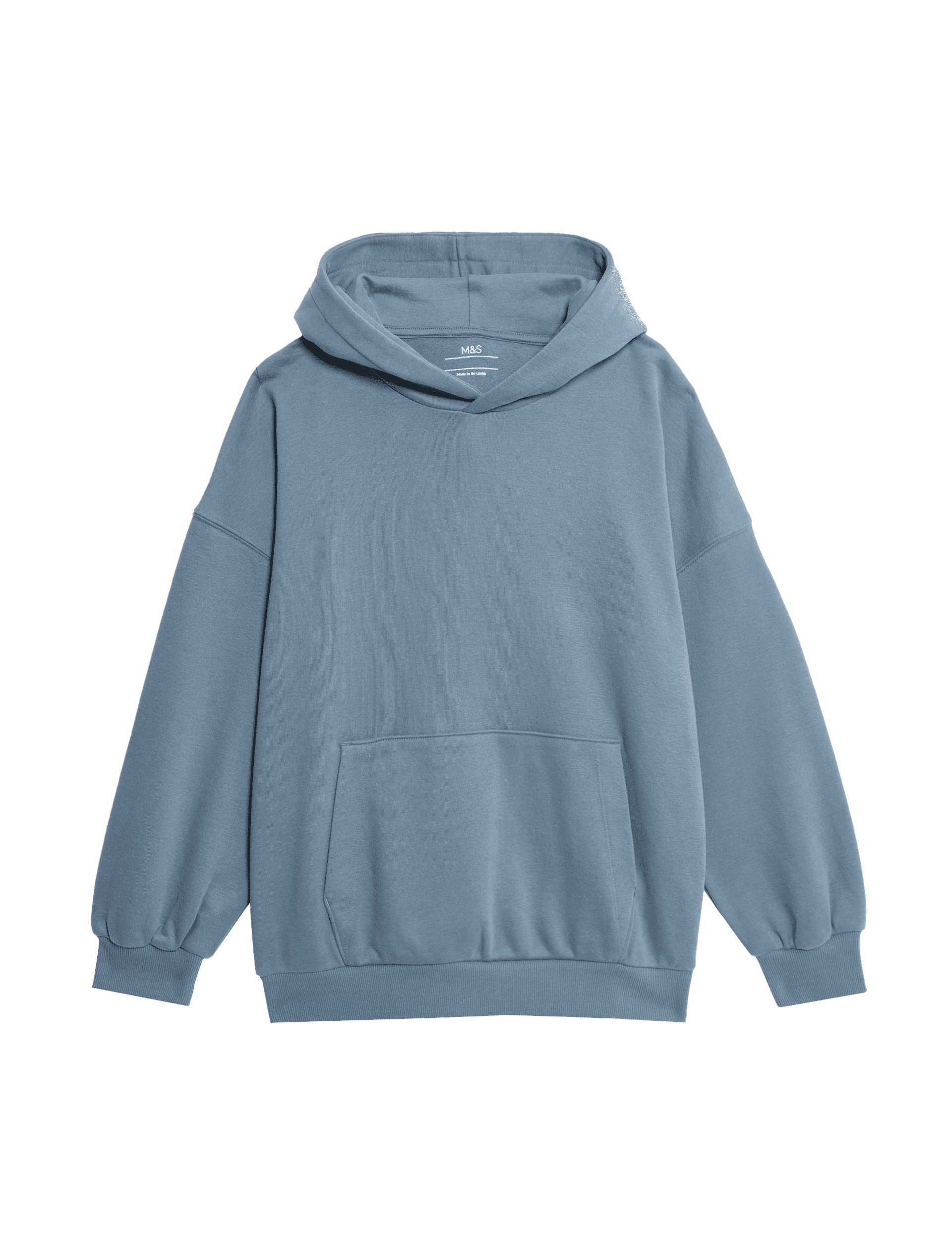 M&S Collection Cotton Rich Hoodie (6-16 Yrs) - 13-14 - Steel Blue, Green,Dark Grey,Navy,Black,Pink,S