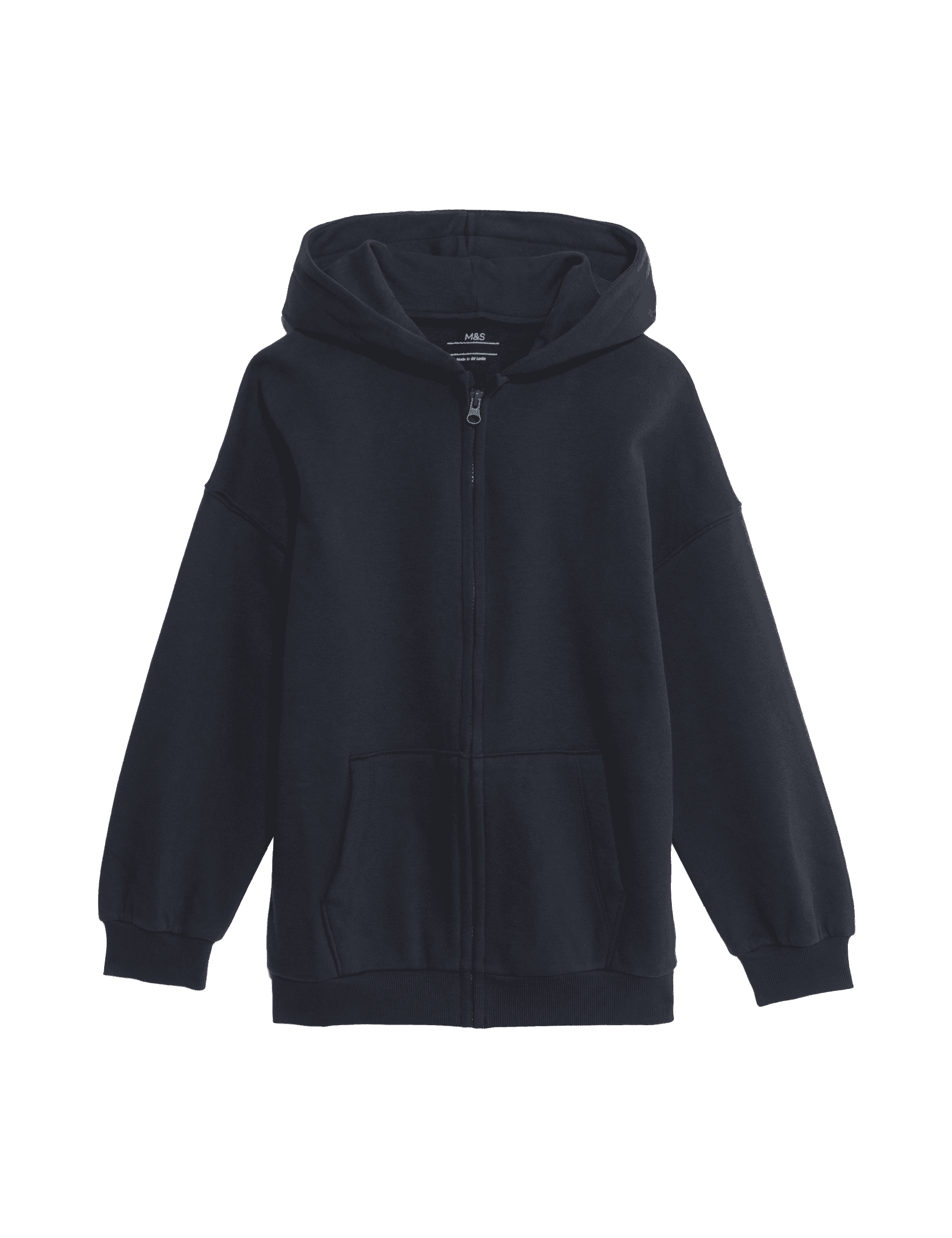 M&S Collection Cotton Rich Plain Hoodie (6-16 Yrs) - 7-8 Y - Navy, Navy,Black