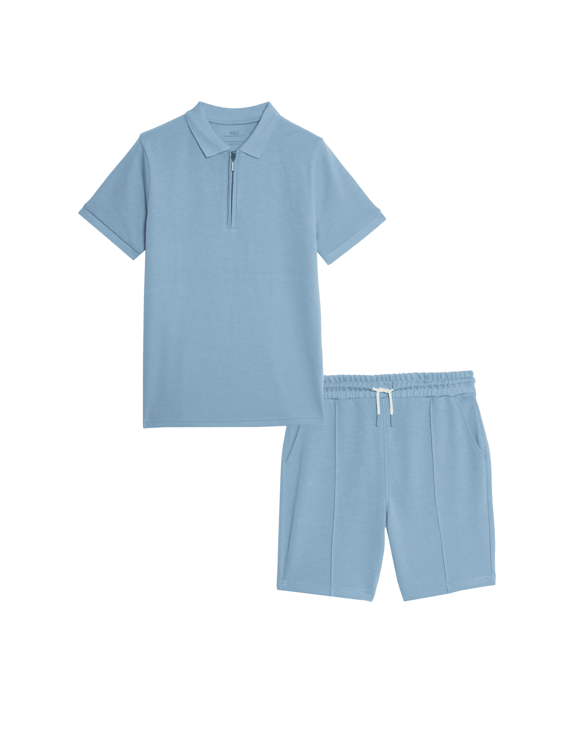 M&S Collection Boys Cotton Rich Top & Bottom Outfit (6-16 Yrs) - 11-12 - Air Force Blue, Faded Green