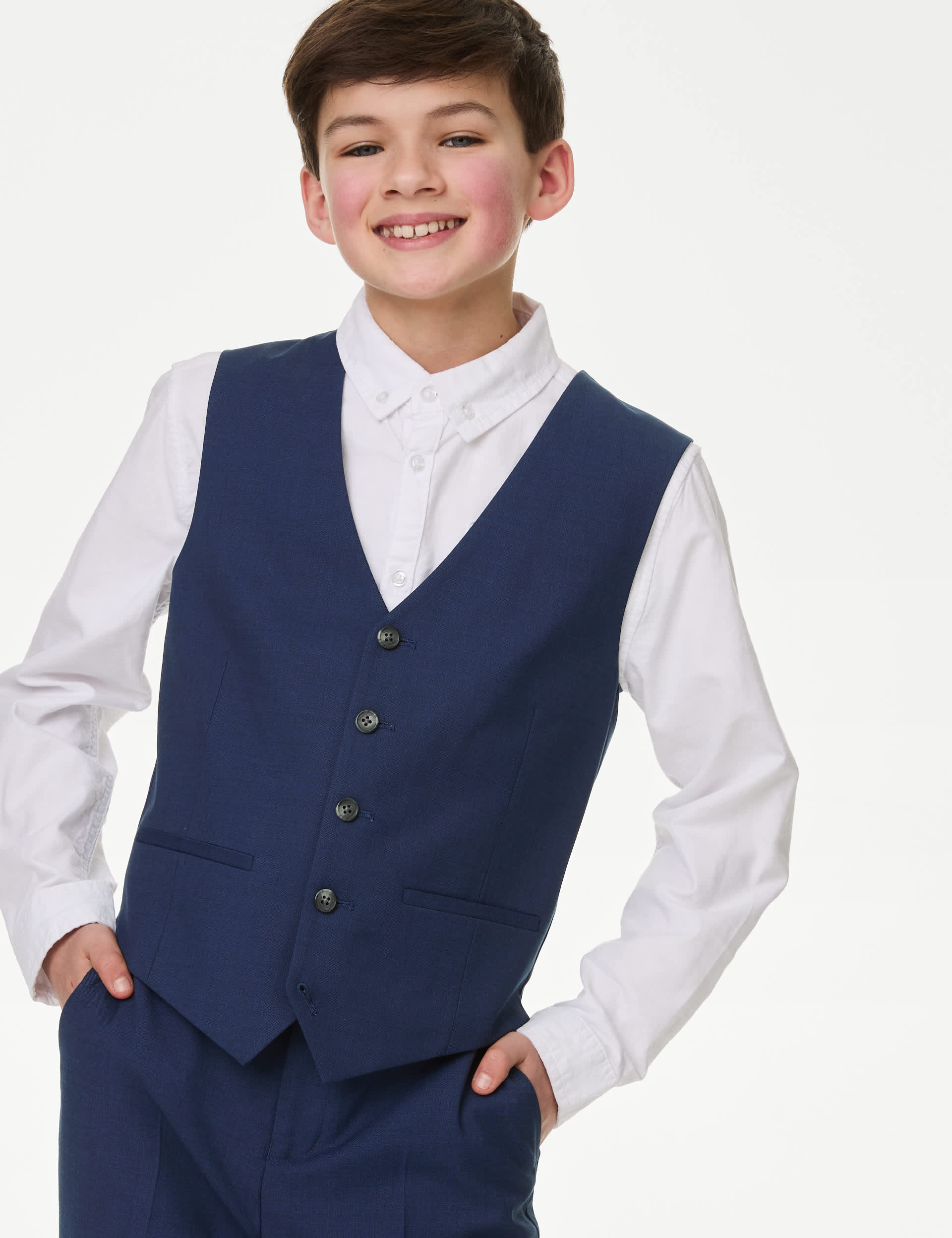 M&S Boys Regular Fit Waistcoat (2-16 Yrs) - 13-14 - Indigo, Indigo