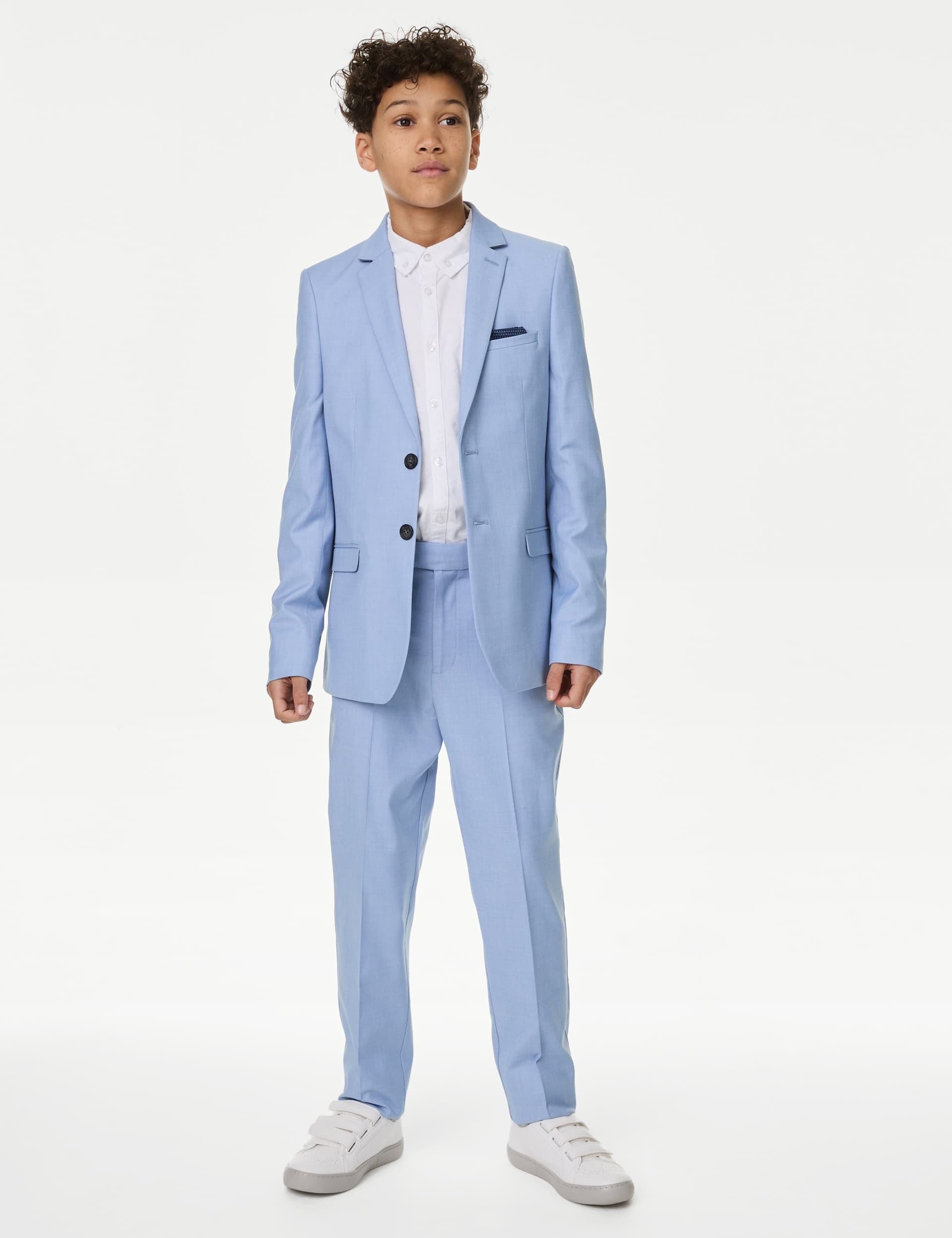 M&S Boys Suit Trousers (2-16 Yrs) - 7-8 Y - Light Blue, Light Blue