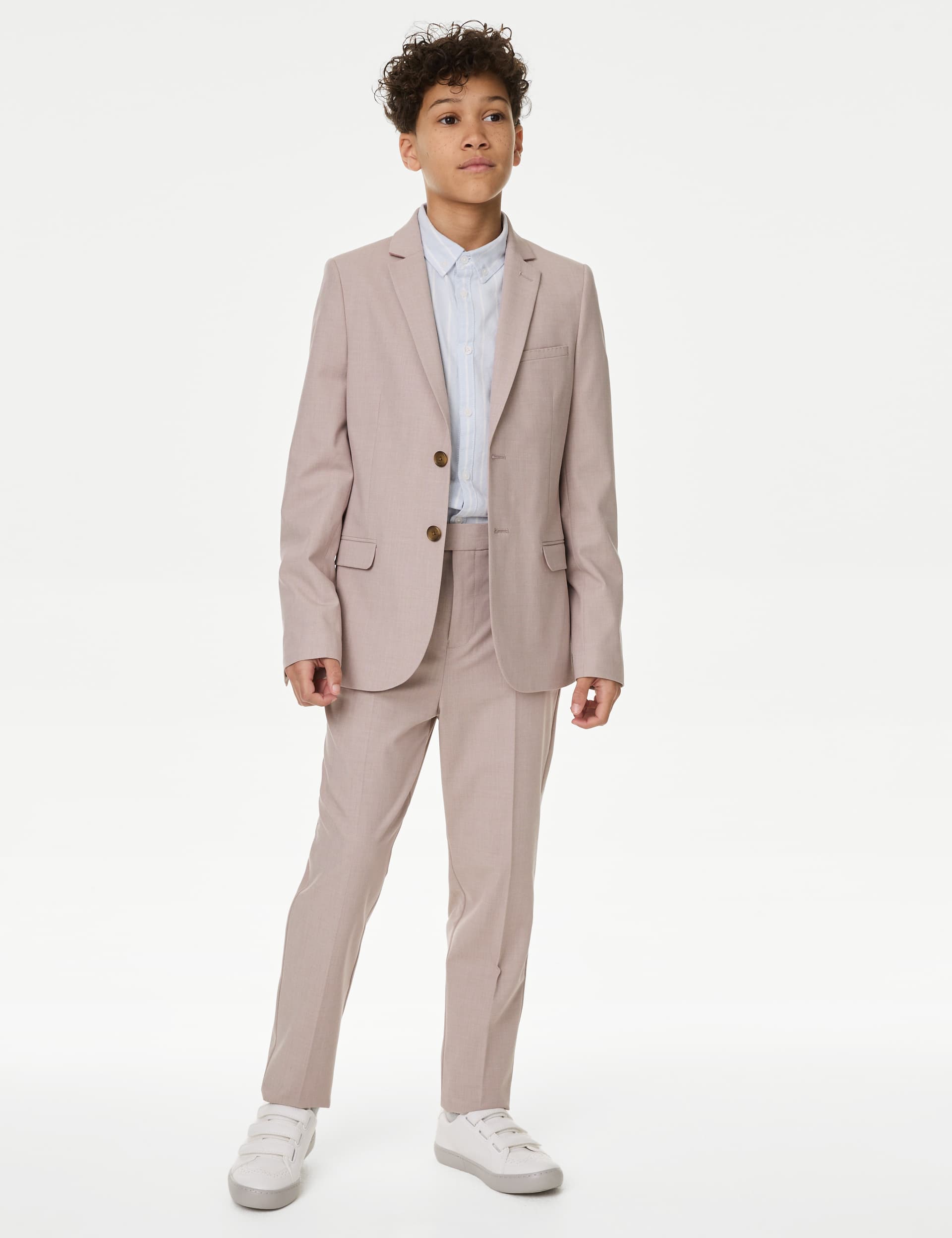 M&S Boys Mini Me Suit Trousers (2-16 Yrs) - 15-16 - Dusty Pink, Dusty Pink