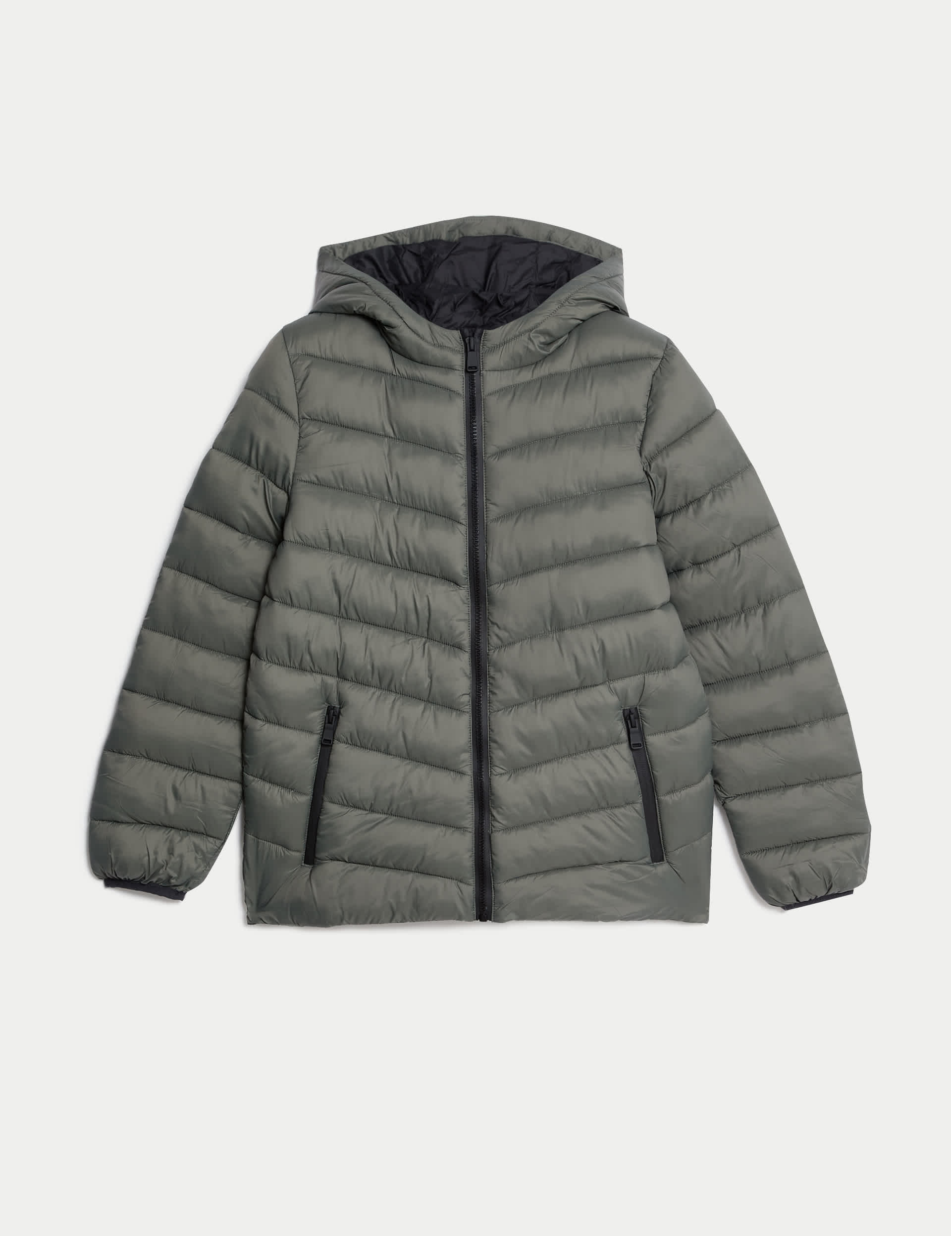 M&S Collection Boys Stormwear™ Lightweight Hooded Padded Coat (6-16 Yrs) - 9-10Y - Khaki, Khaki,Black