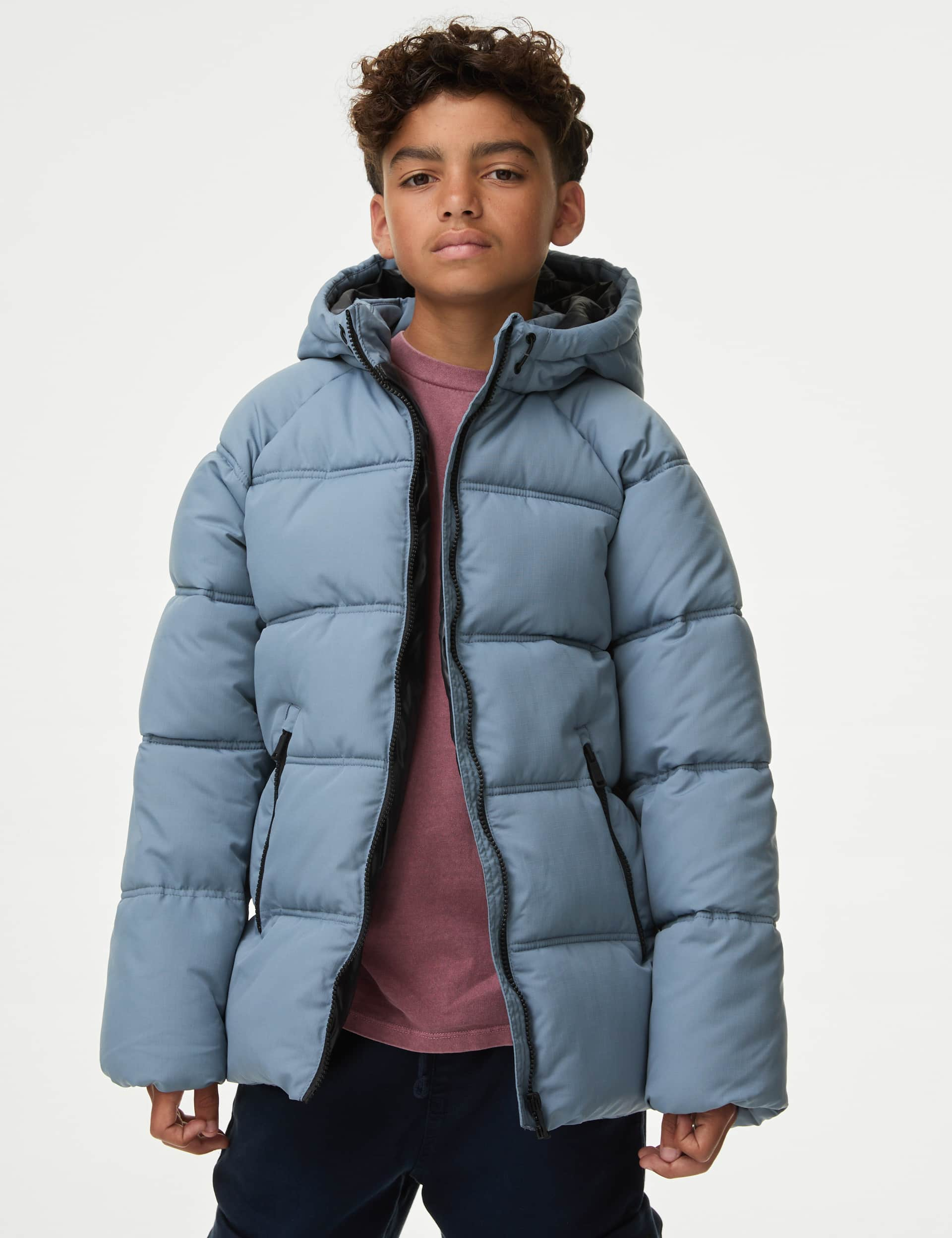 M&S Collection Boys Padded Coat (6-16 Yrs) - 11-12 - Grey, Grey,Black,Red Mix