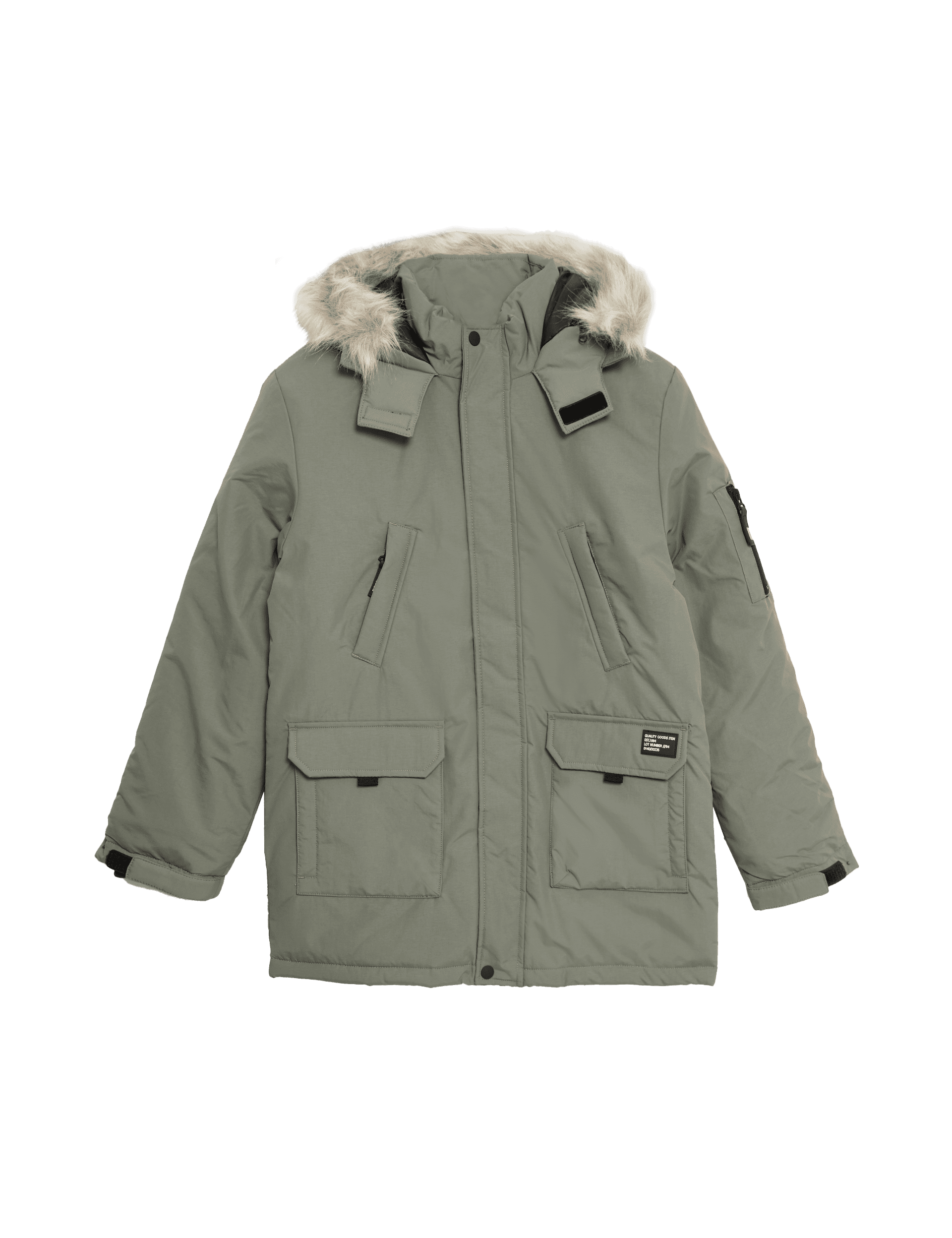 M&S Collection Boys Hooded Parka (6-16 Yrs) - 7-8 Y - Khaki, Khaki,Navy,Stone