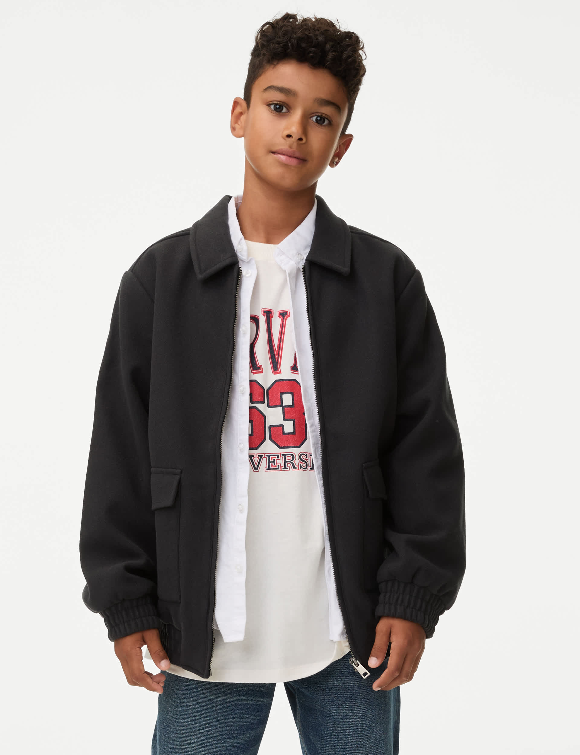 M&S Boys Bomber (6-16 Yrs) - 12-13 - Navy, Navy