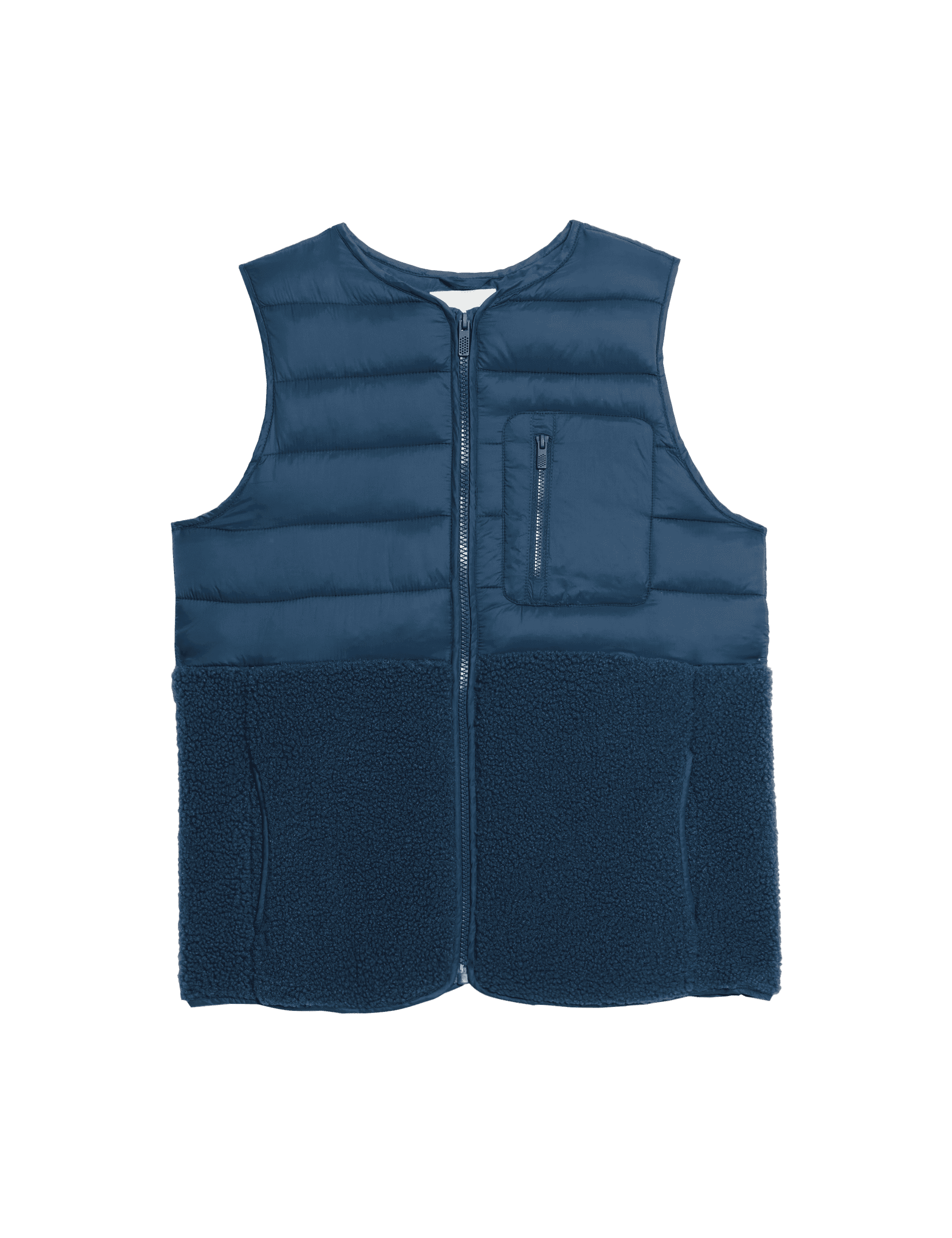 M&S Collection Boys Borg Quilted Gilet (6-16 Yrs) - 12-13 - Light Denim, Light Denim