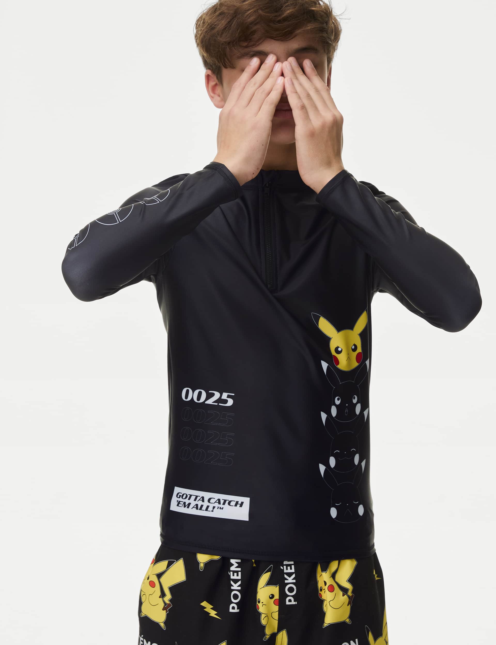 M&S Boys Pokemon  Long Sleeve Rash Vest (6-16 Yrs)