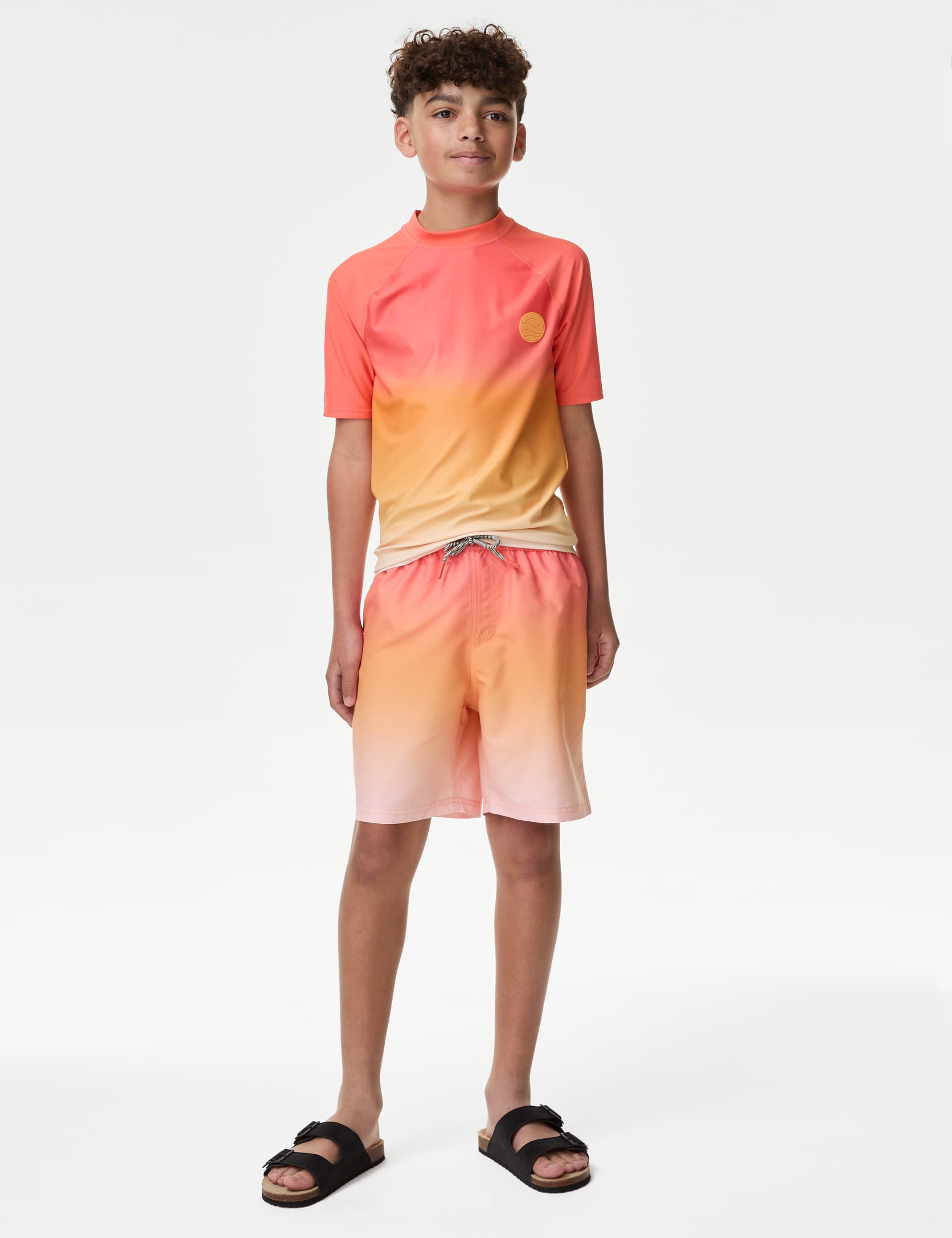 M&S Boys Ombr Swim Shorts (6-16 Yrs) - 6-7 Y - Orange Mix, Orange Mix