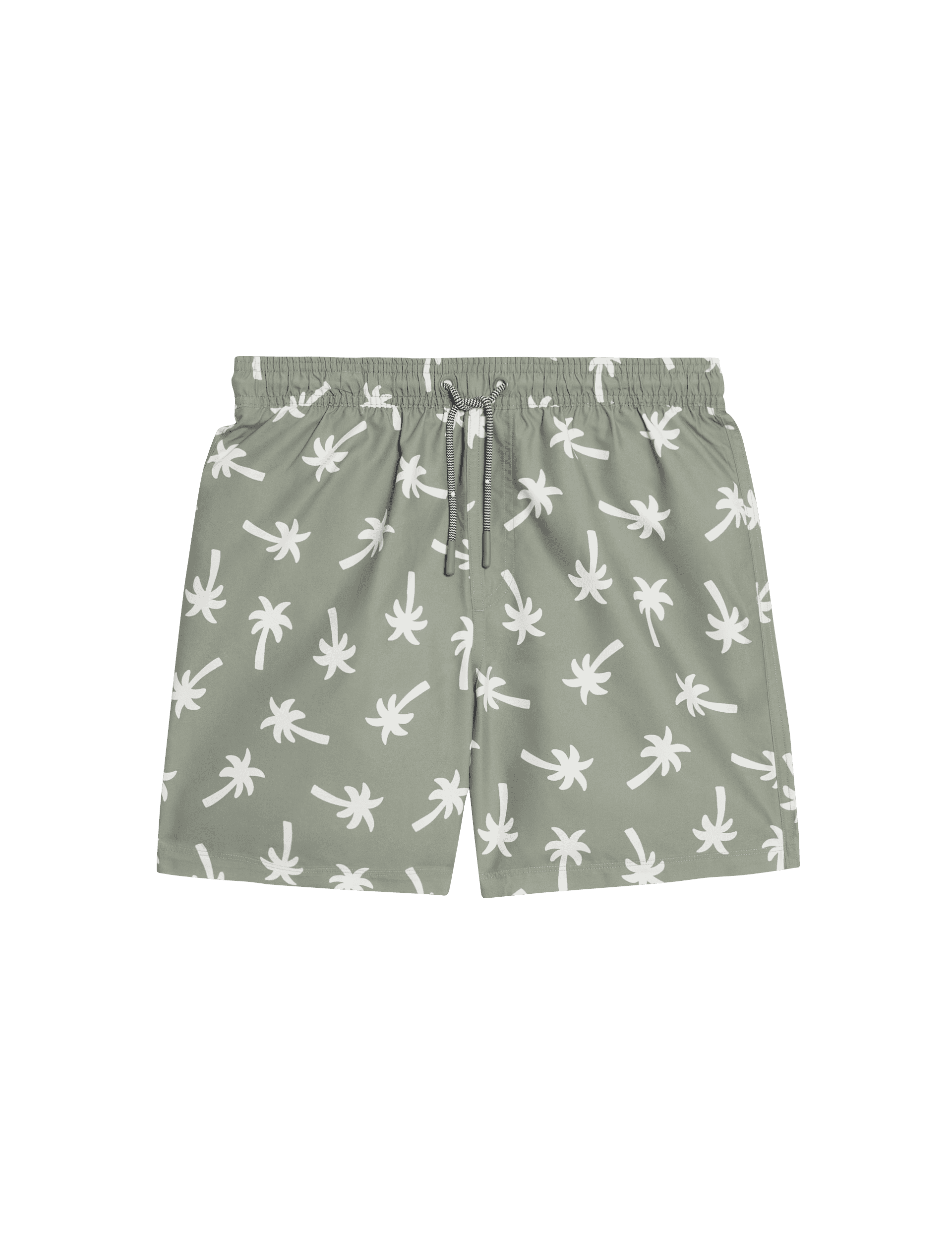 M&S Collection Boys Palm AOP Swim Shorts (6-16 Yrs) - 8-9 Y - Light Khaki, Light Khaki