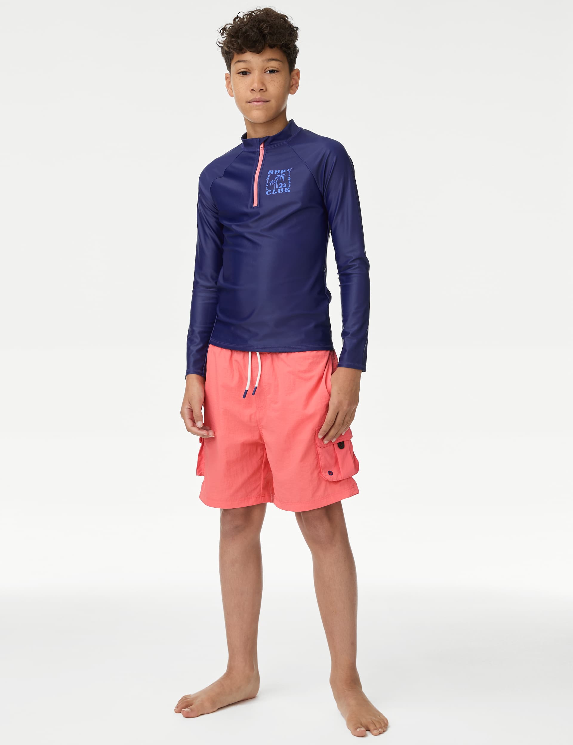 M&S Collection Boys Swim Shorts (2-16 Yrs) - 5-6 Y - Coral, Green,Coral