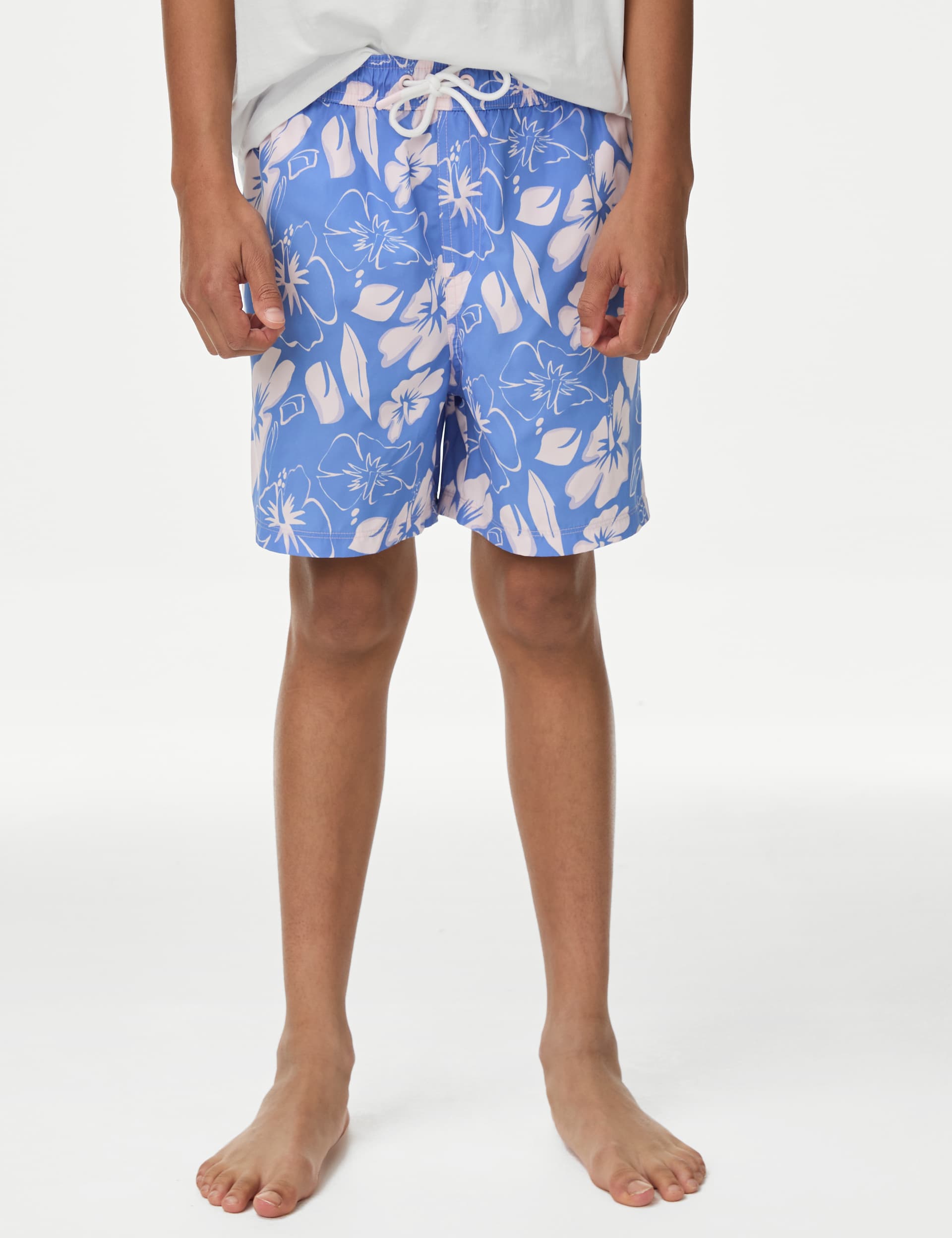 M&S Collection Boys Floral Swim Shorts (6-16 Yrs) - 8-9 Y - Blue Mix, Blue Mix