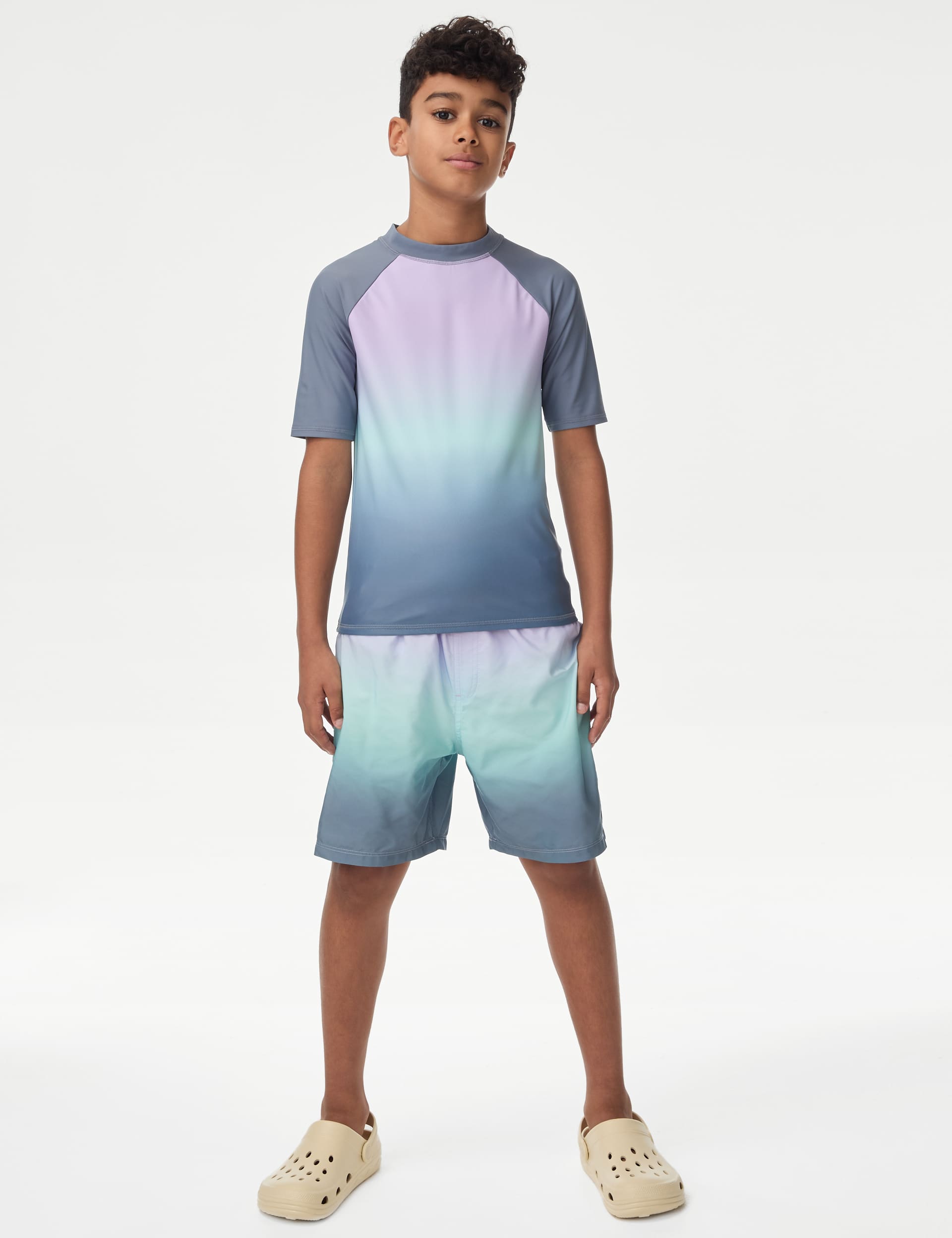 M&S Collection Boys Ombre Rash Vest (6-16 Yrs) - 12-13 - Blue Mix, Blue Mix