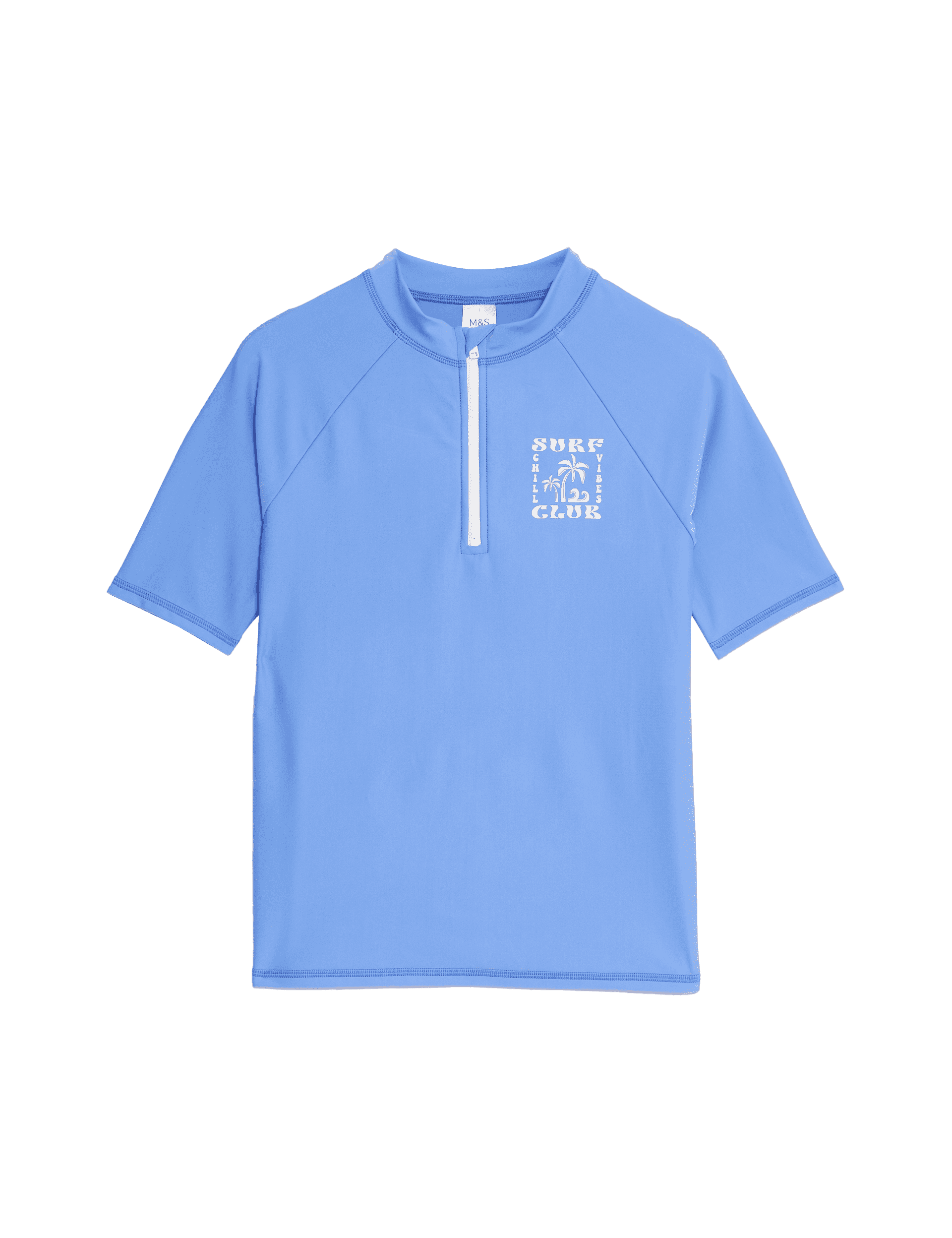 M&S Collection Boys Quarter Zip Rash Vest (2-16 Yrs) - 4-5 Y - Blue, Blue,Coral,Ochre,Green