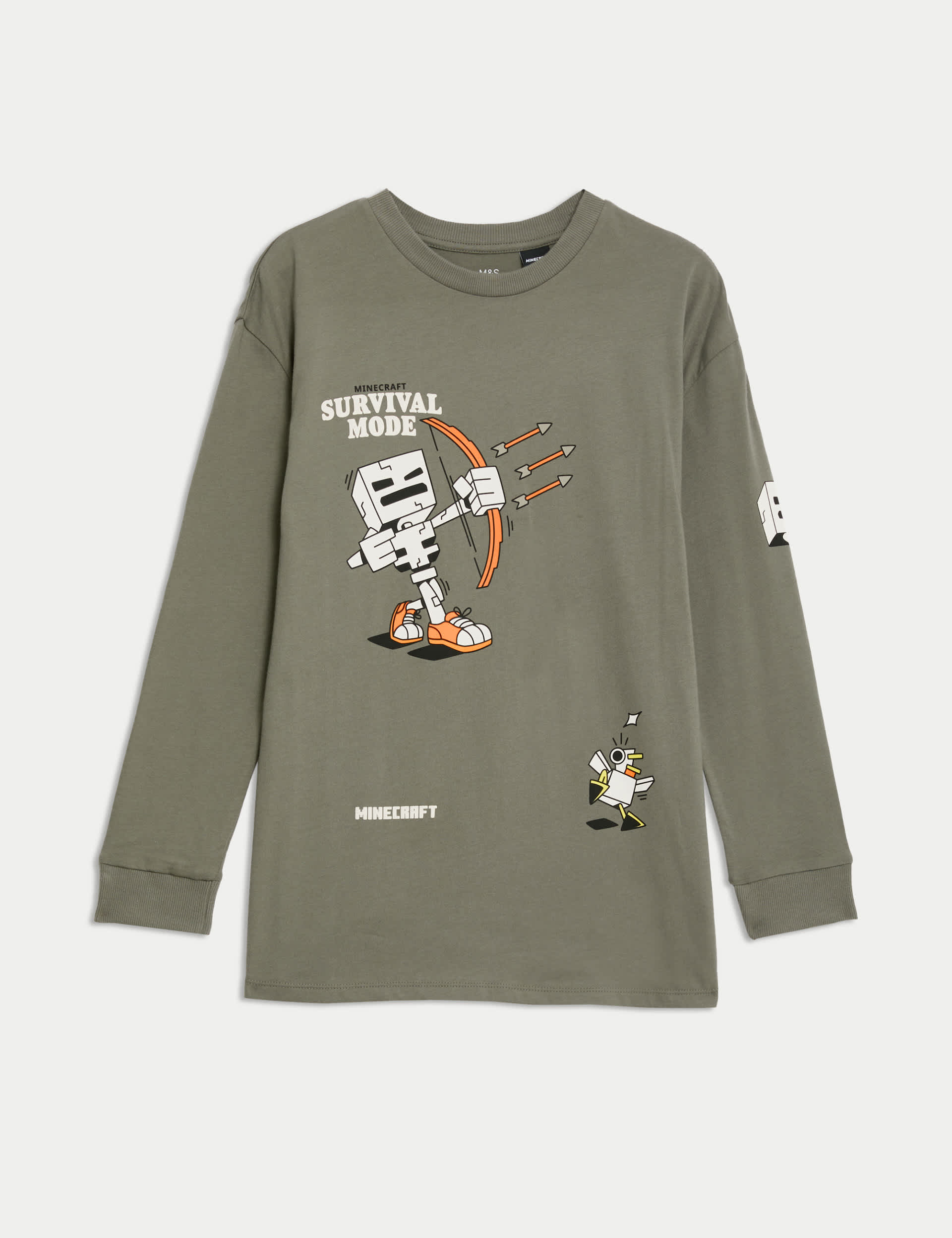 M&S Boys Pure Cotton Minecraft  Graphic Top (6-16 Yrs)