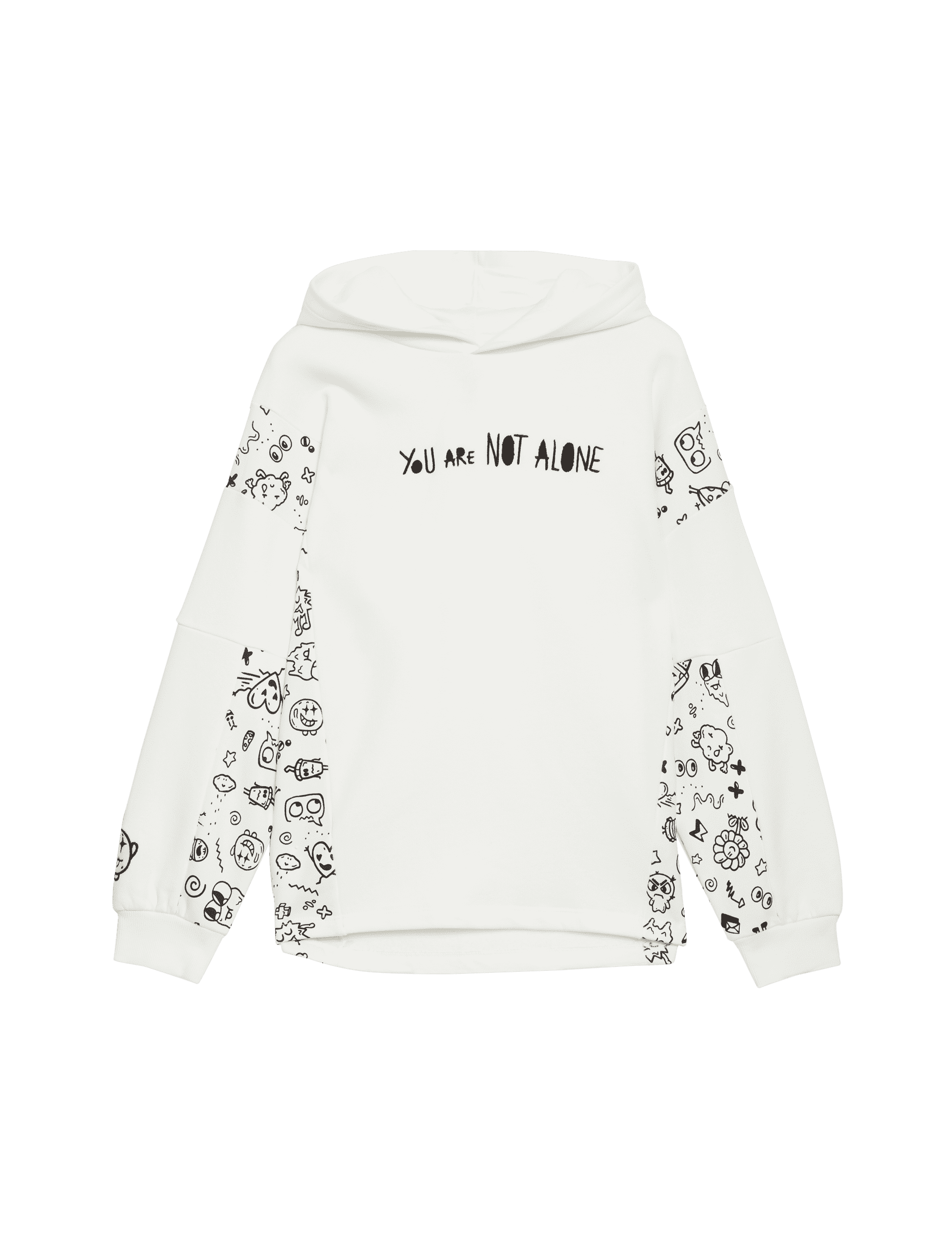 M&S X The Doodle Boys Cotton Rich Slogan Hoodie (6-16 Yrs) - 9-10Y - White Mix, White Mix