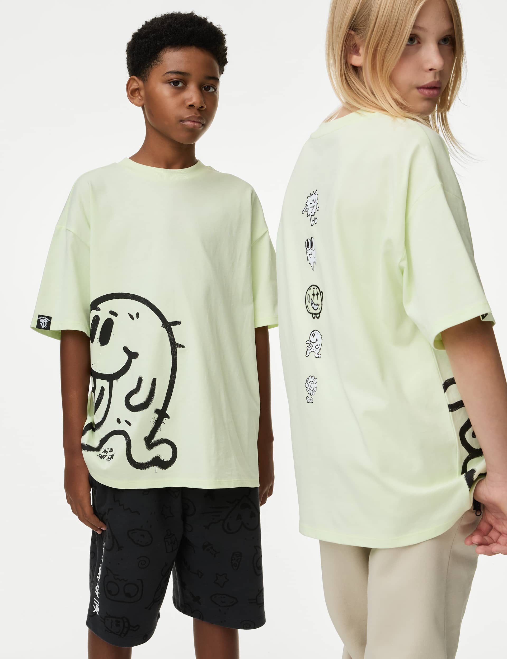 M&S X The Doodle Boy Pure Cotton Graphic T-Shirt (6-16 Yrs) - 7-8 Y - Lime, Lime