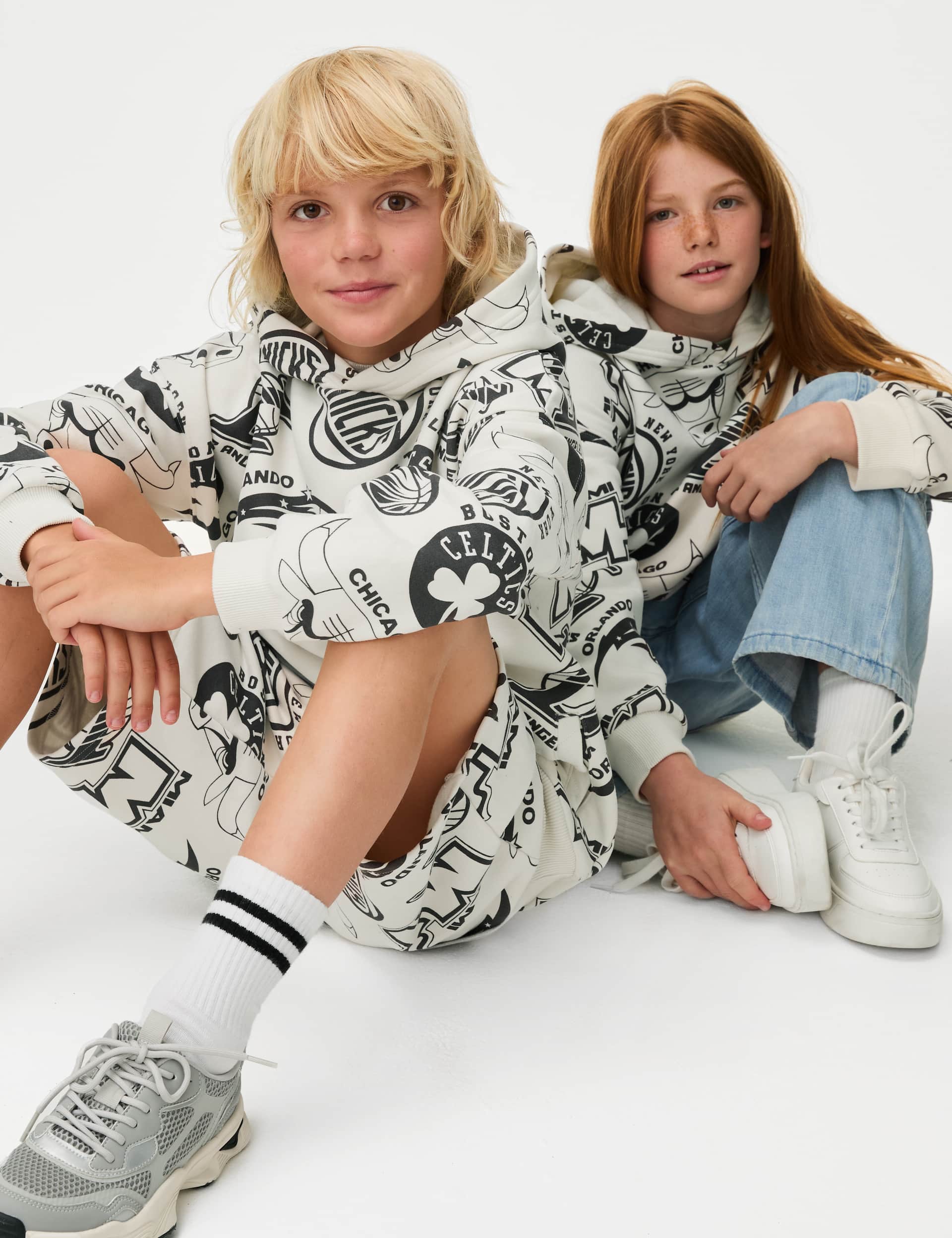 M&S NBA Cotton Rich Printed Hoodie (6-16 Yrs)