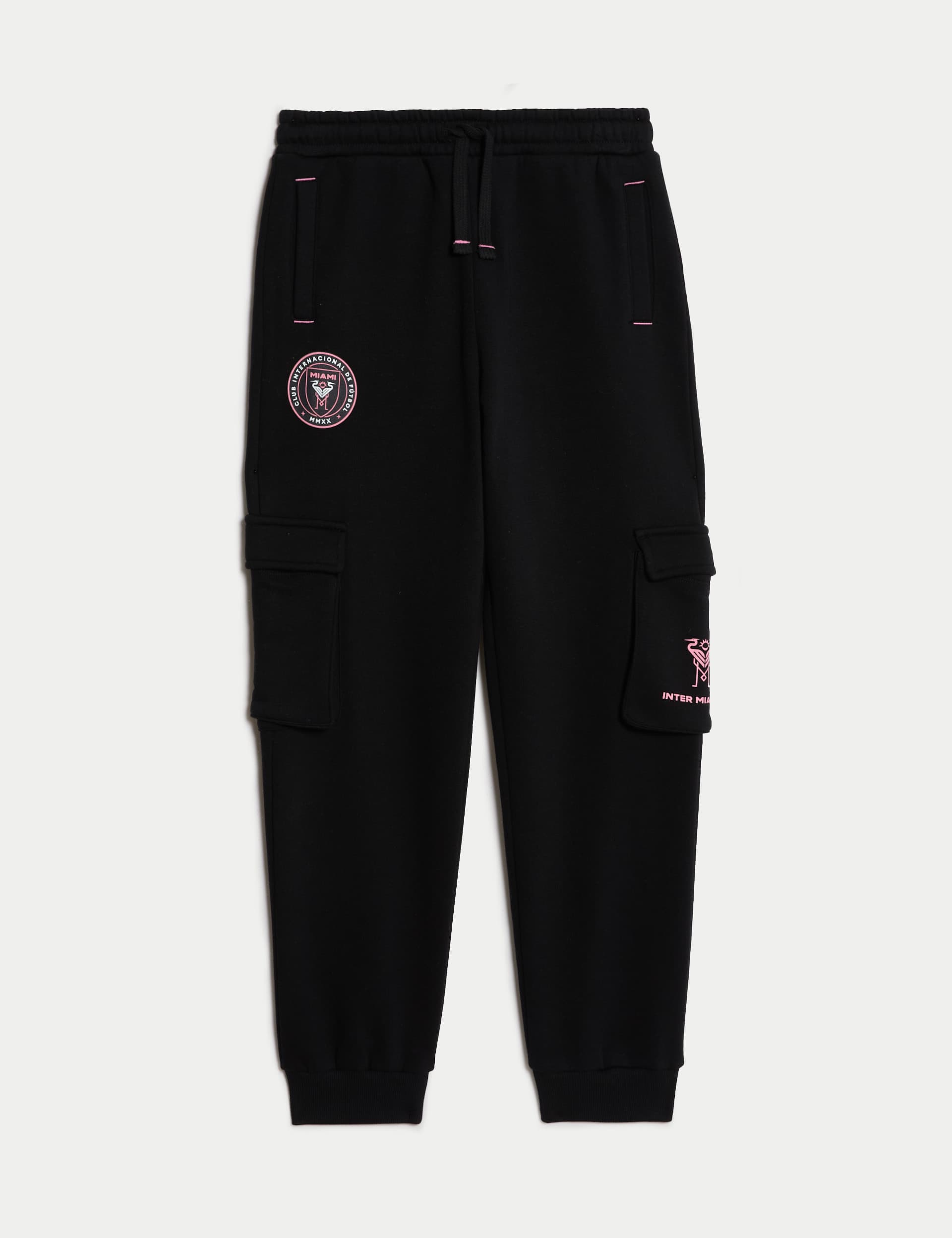 M&S Cotton Rich Inter Miami Football Joggers (6-16 Yrs) - 8-9 Y - Black, Black