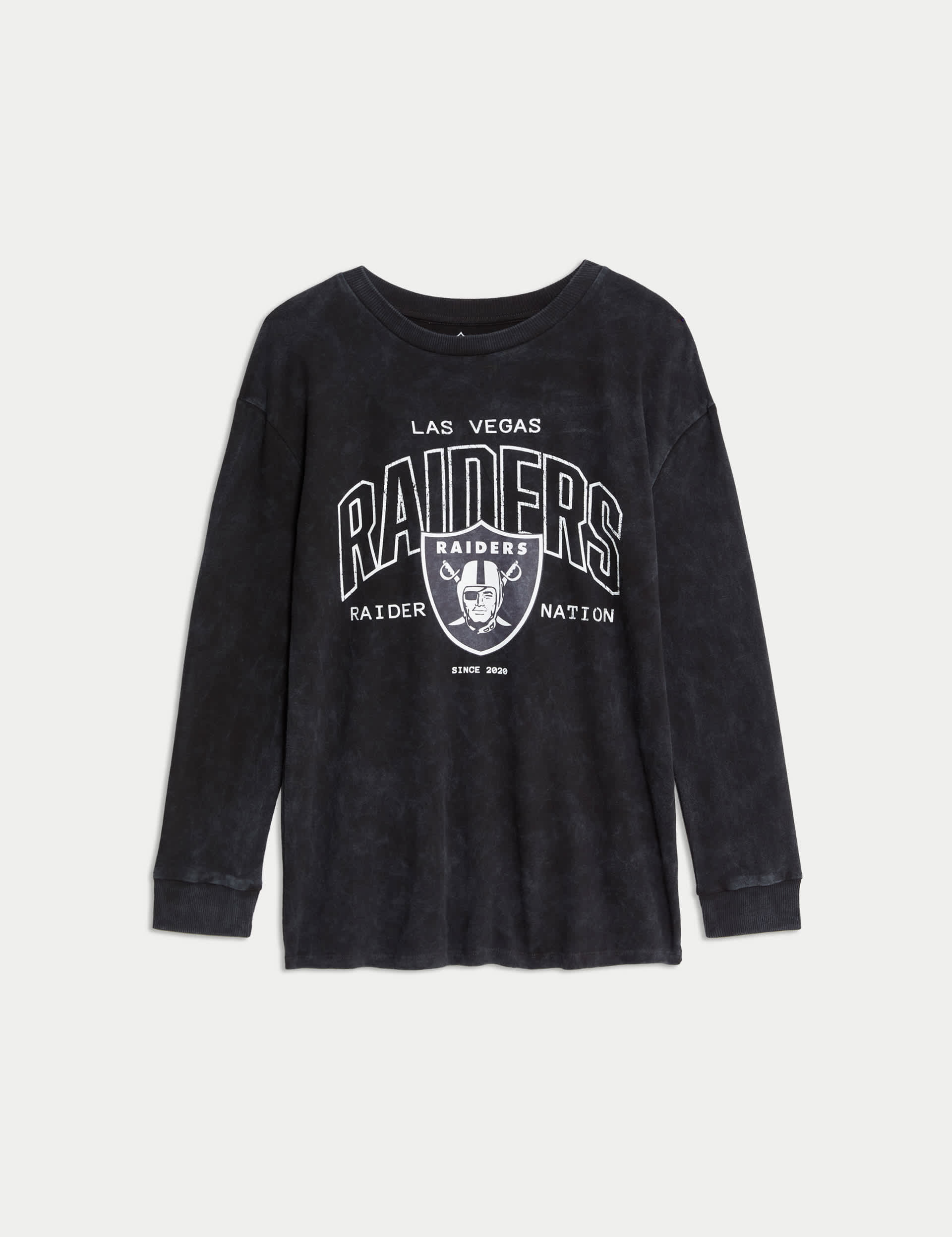 M&S Pure Cotton NFL Raiders Graphic Top (6-16 Yrs) - 8-9 Y - Black, Black