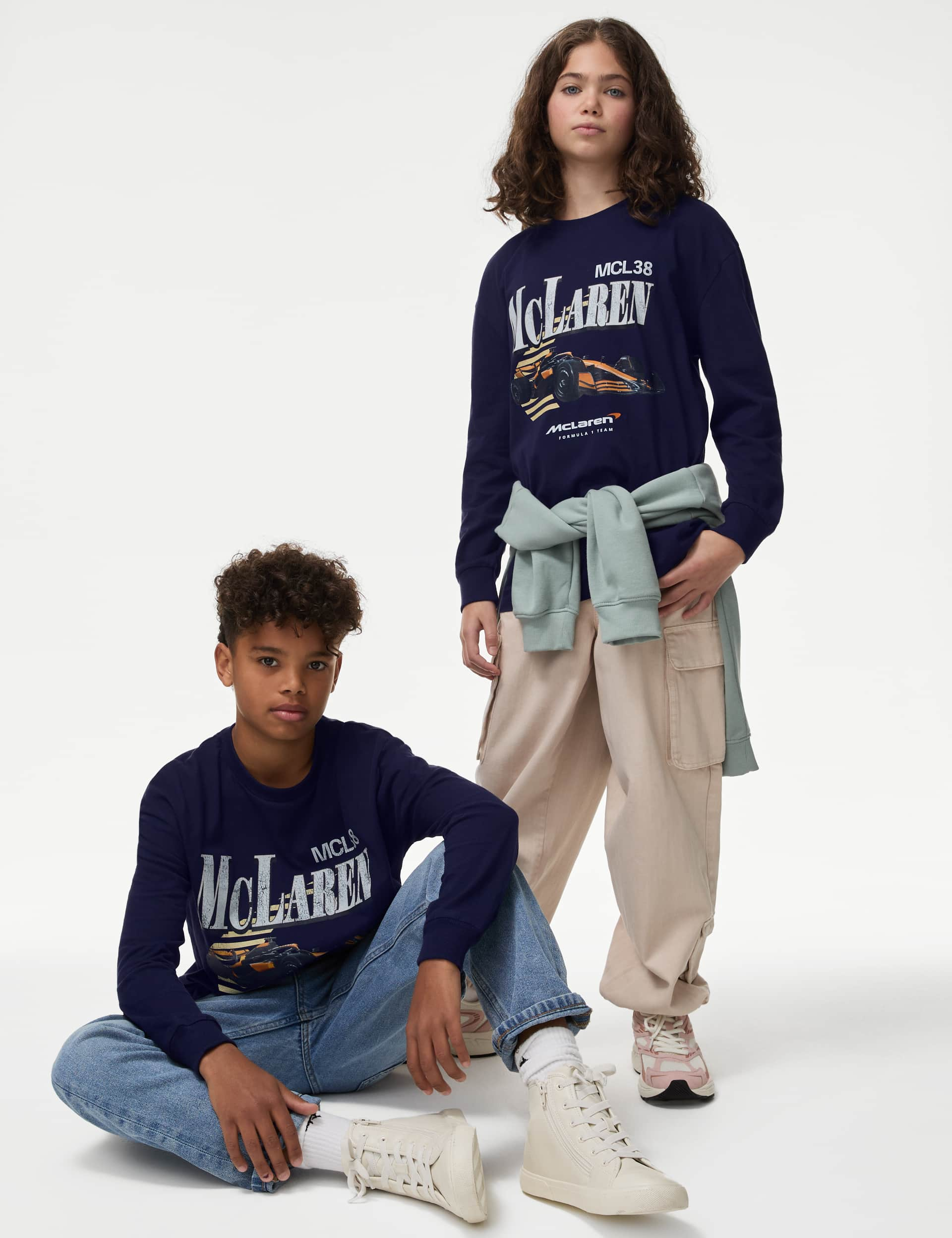 M&S Pure Cotton McLaren Top (6-16 Yrs) - 8-9 Y - Navy, Navy