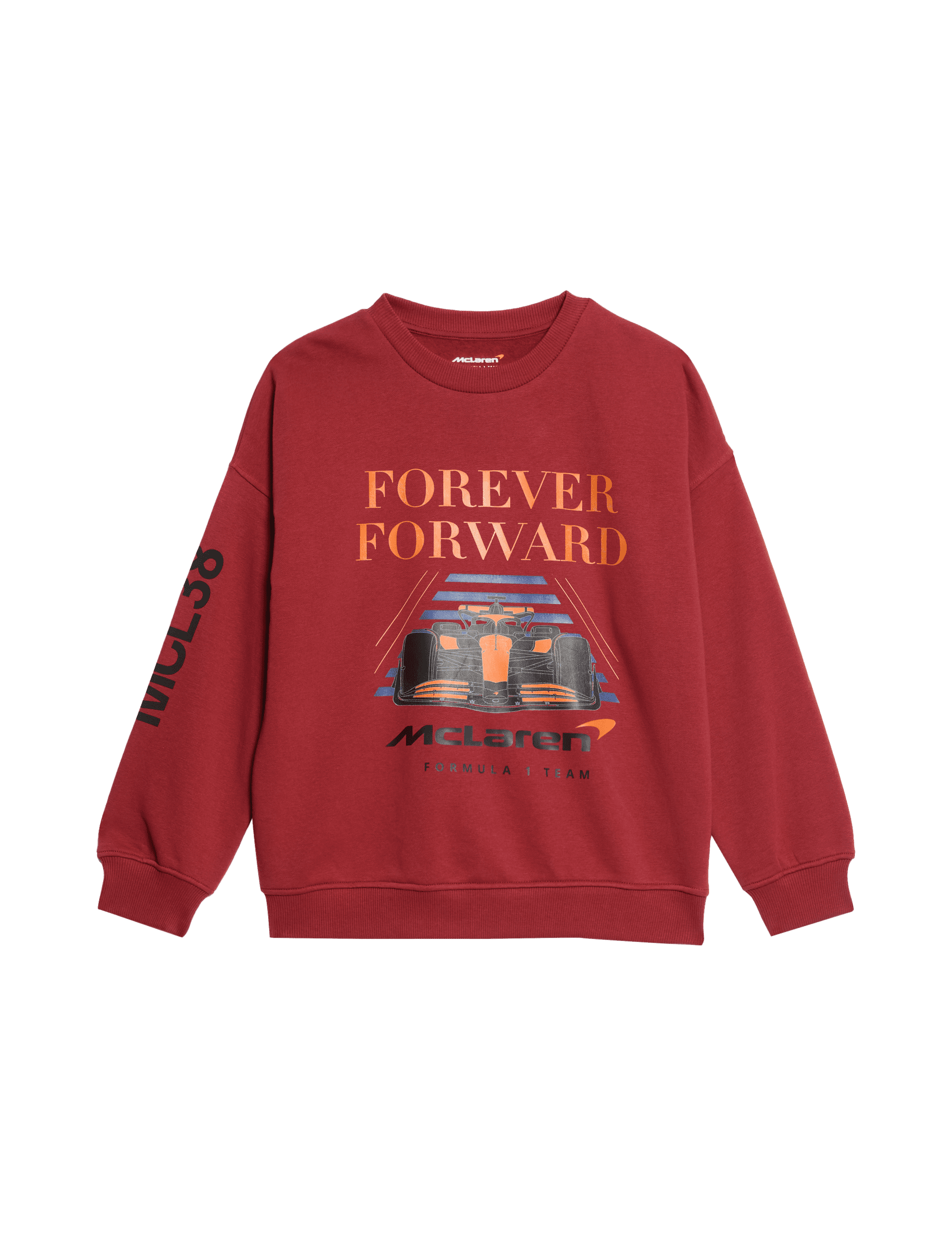 M&S Collection Cotton Rich McLaren Graphic Sweatshirt (6-16 Yrs) - 7-8 Y - Burgundy, Burgundy