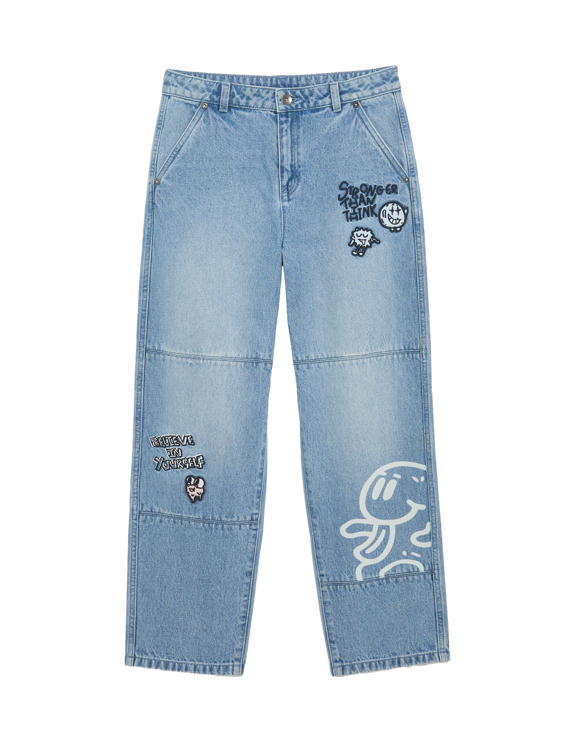 M&S Collection Boys Relaxed Pure Cotton Slogan Jeans (2-16 Yrs) - 10-11 - Denim, Denim