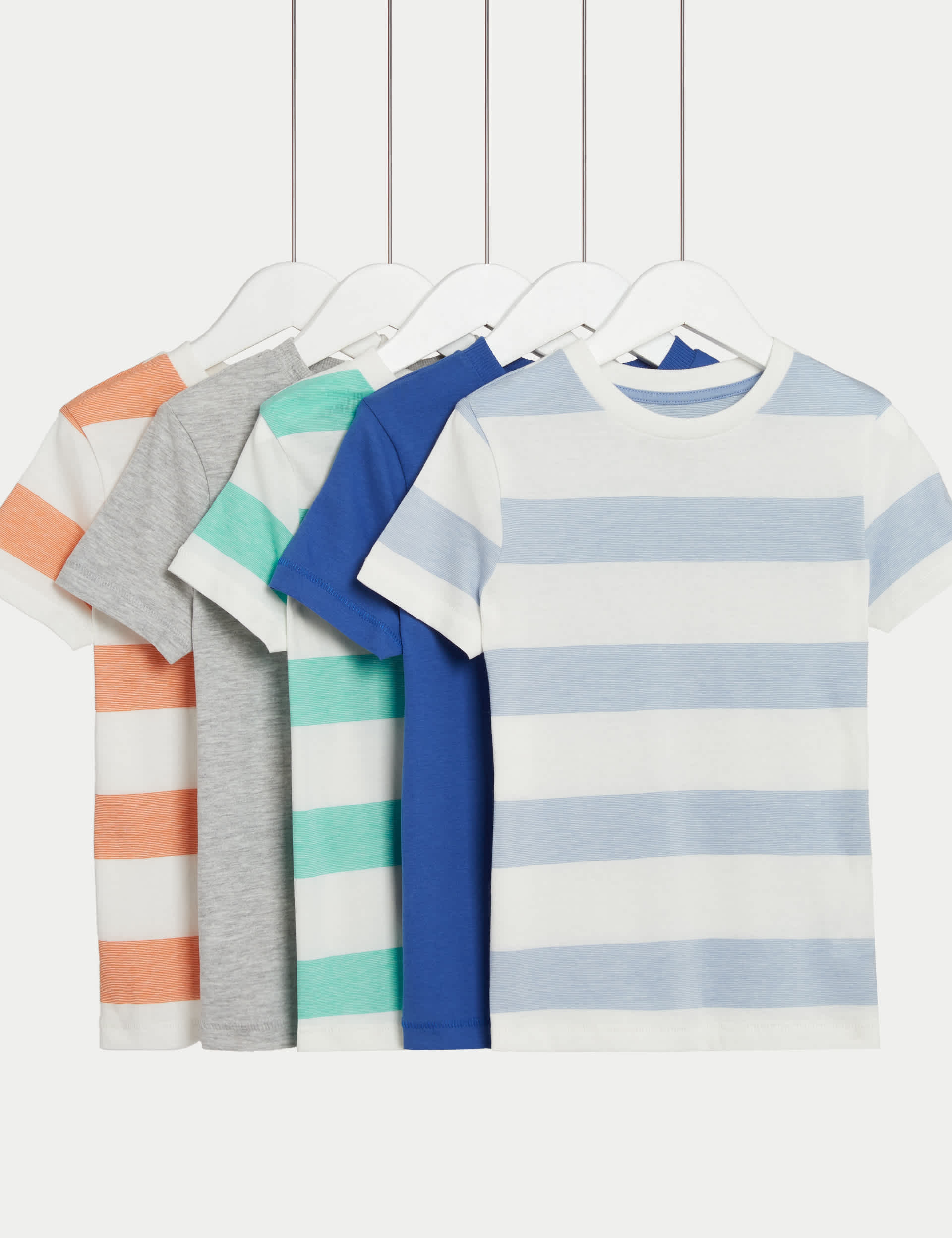 M&S Boys 5pk Cotton Rich Stripe T-Shirts (2-8 Yrs) - 2-3 Y - Multi, Multi