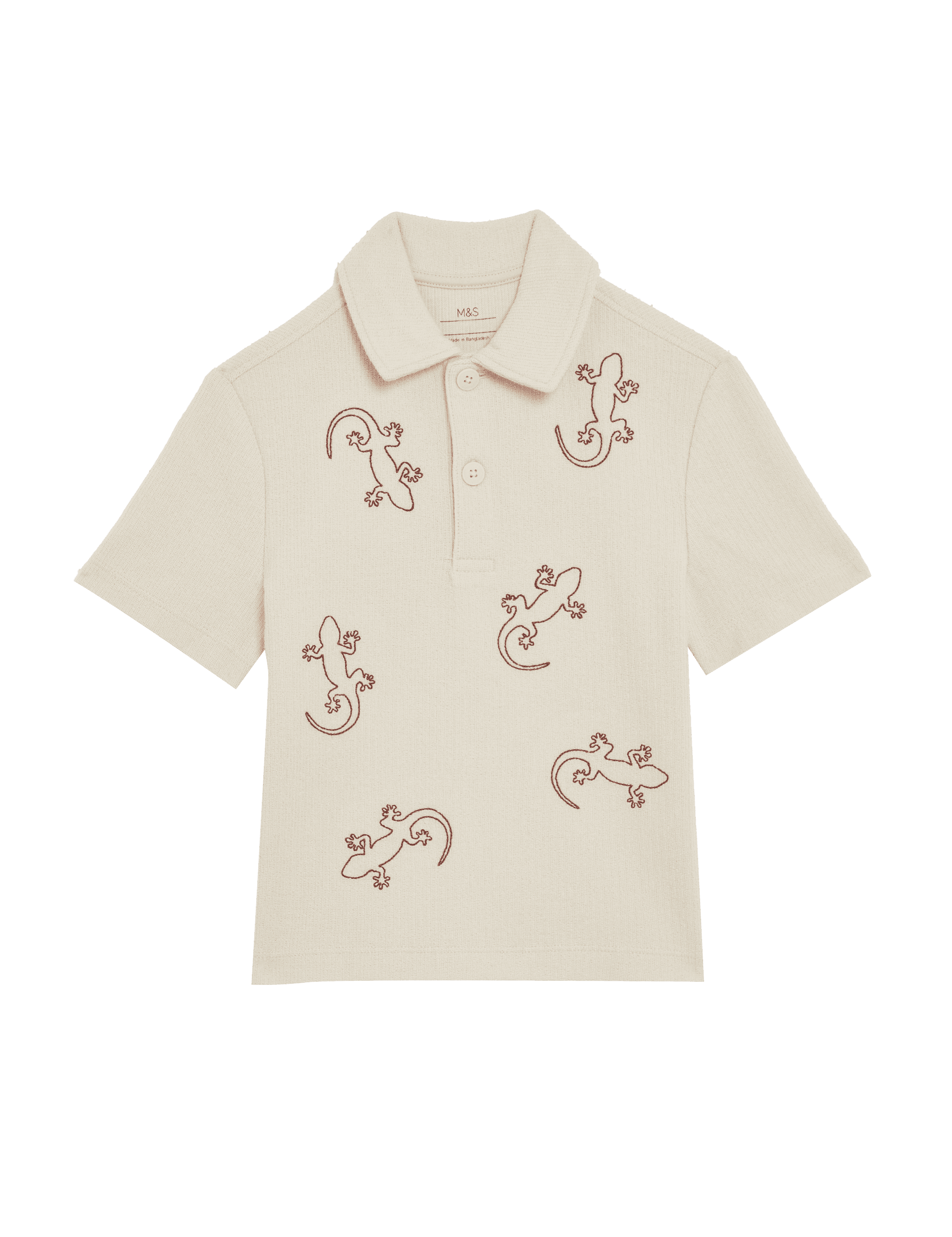 M&S Collection Boys Cotton Rich Embroidered Polo Shirt (1-8 Yrs) - 3-4 Y - Cream Mix, Cream Mix