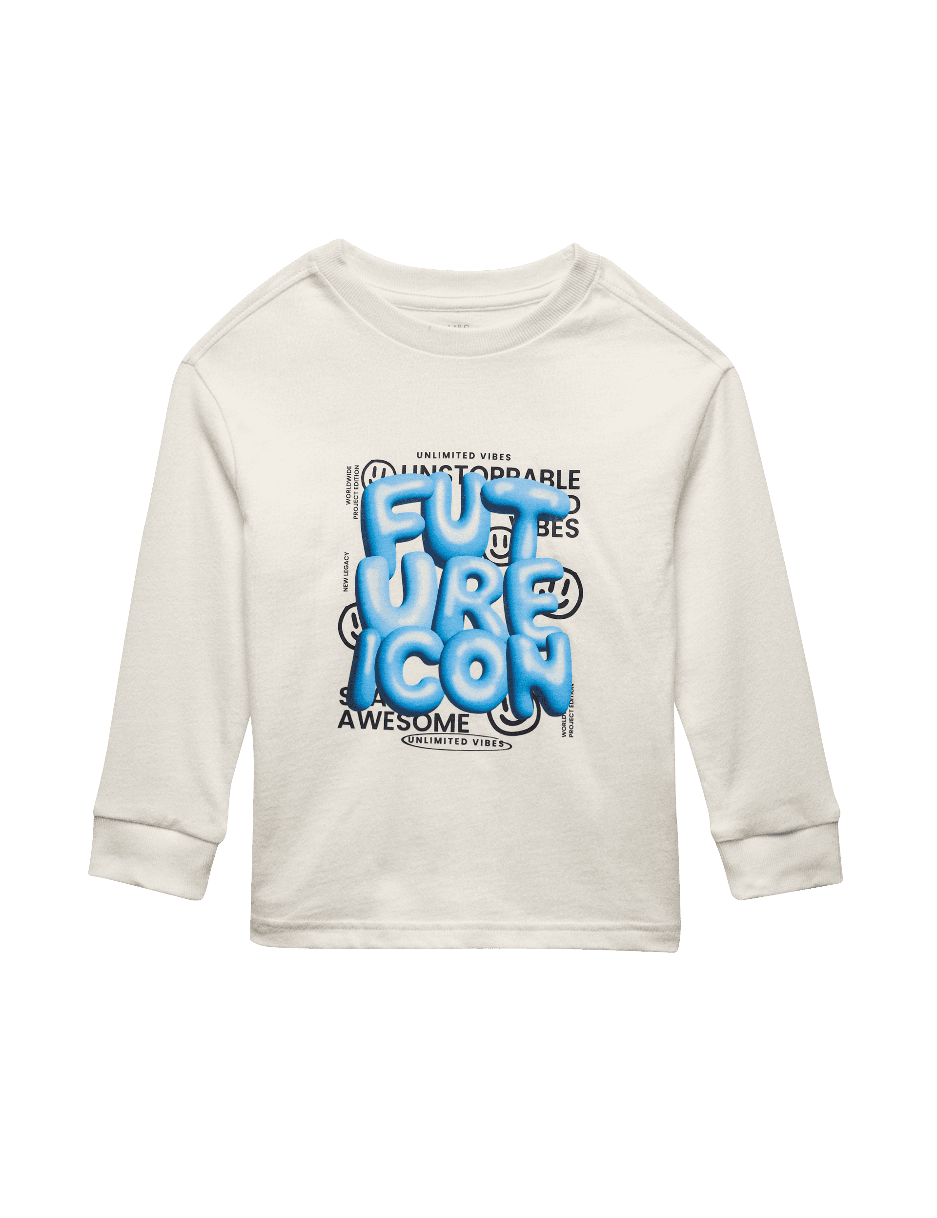 M&S Collection Boys Pure Cotton Future Icon Slogan Top (2-8 Yrs) - 3-4 Y - Light Blue, Light Blue