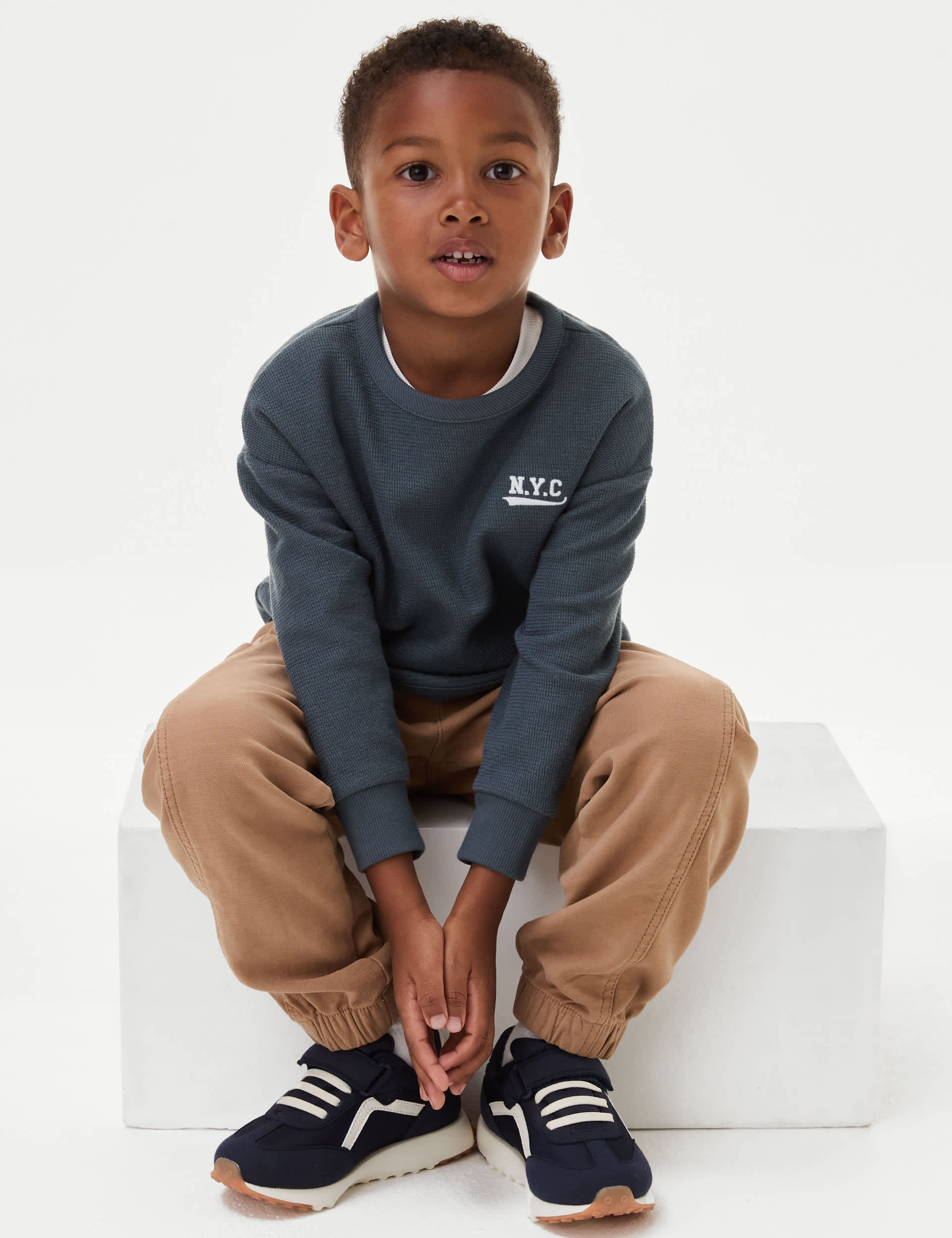 M&S Boys Cotton Rich Textured Top (2-8 Yrs)