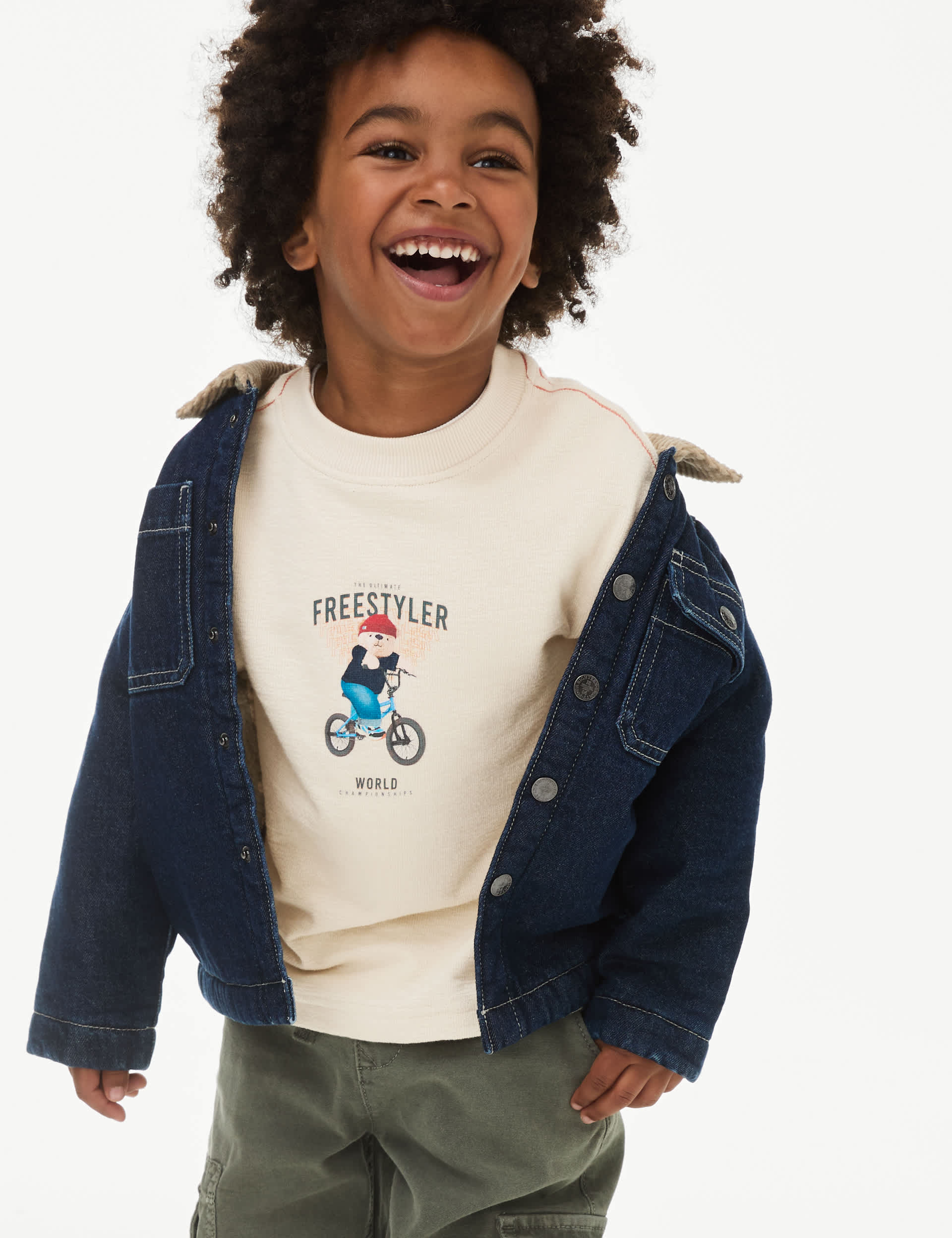 Boys Pure Cotton Spencer Bear Top (2-8 Yrs) - 2-3 Y - Neutral, Neutral