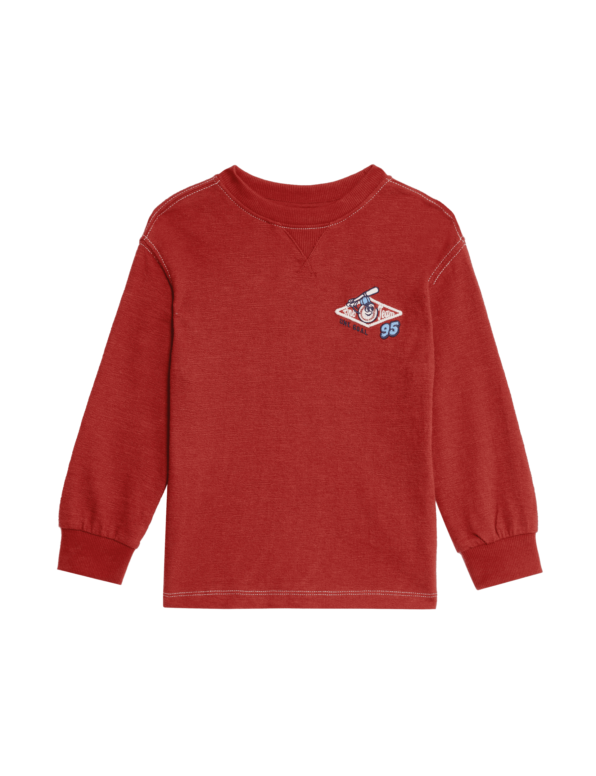 M&S Collection Boys Pure Cotton Brooklyn Ballers Top (2-8 Yrs) - 3-4 Y - Red, Red