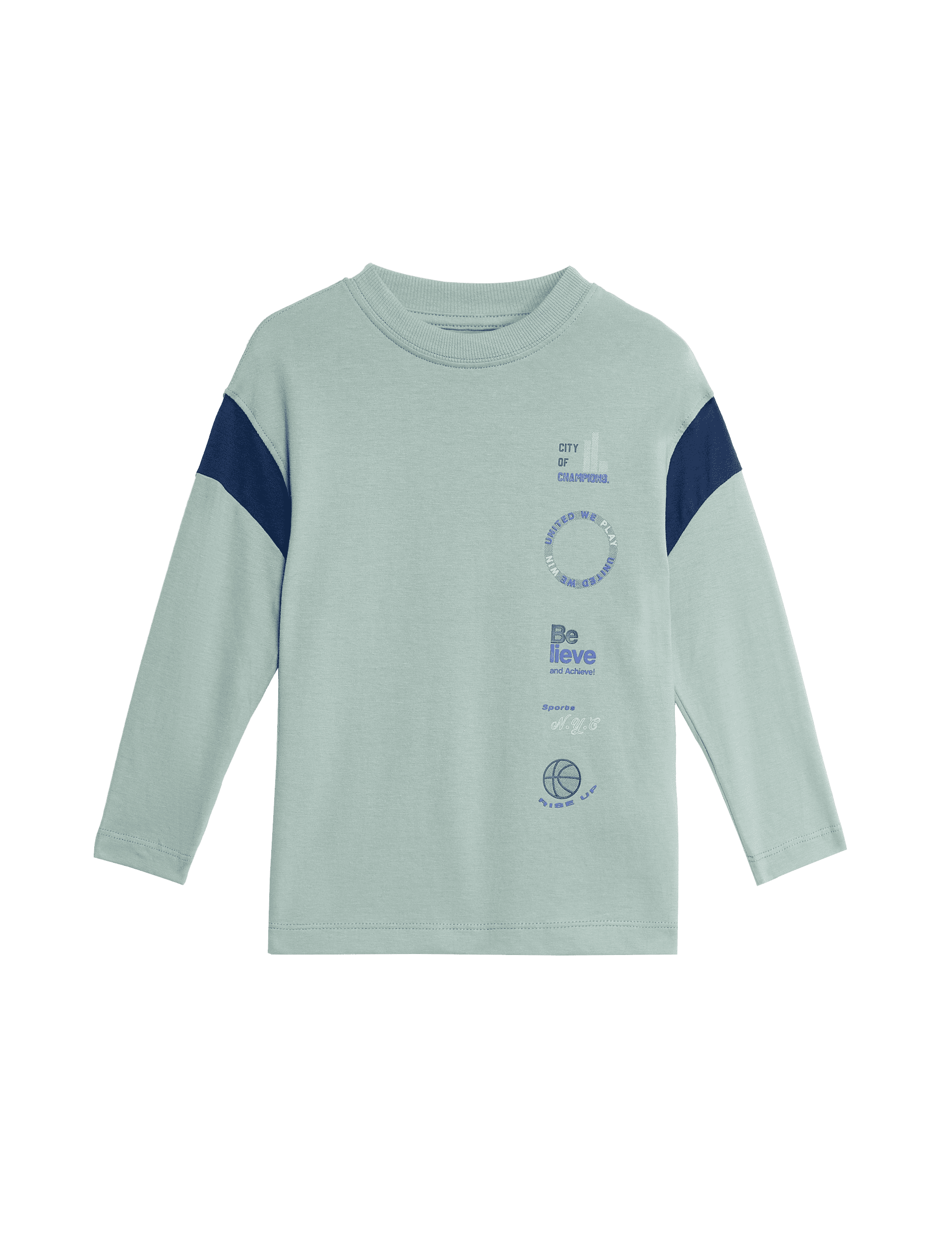 M&S Collection Boys Pure Cotton Sport Graphic Top (2-16 Yrs) - 3-4 Y - Light Green, Light Green