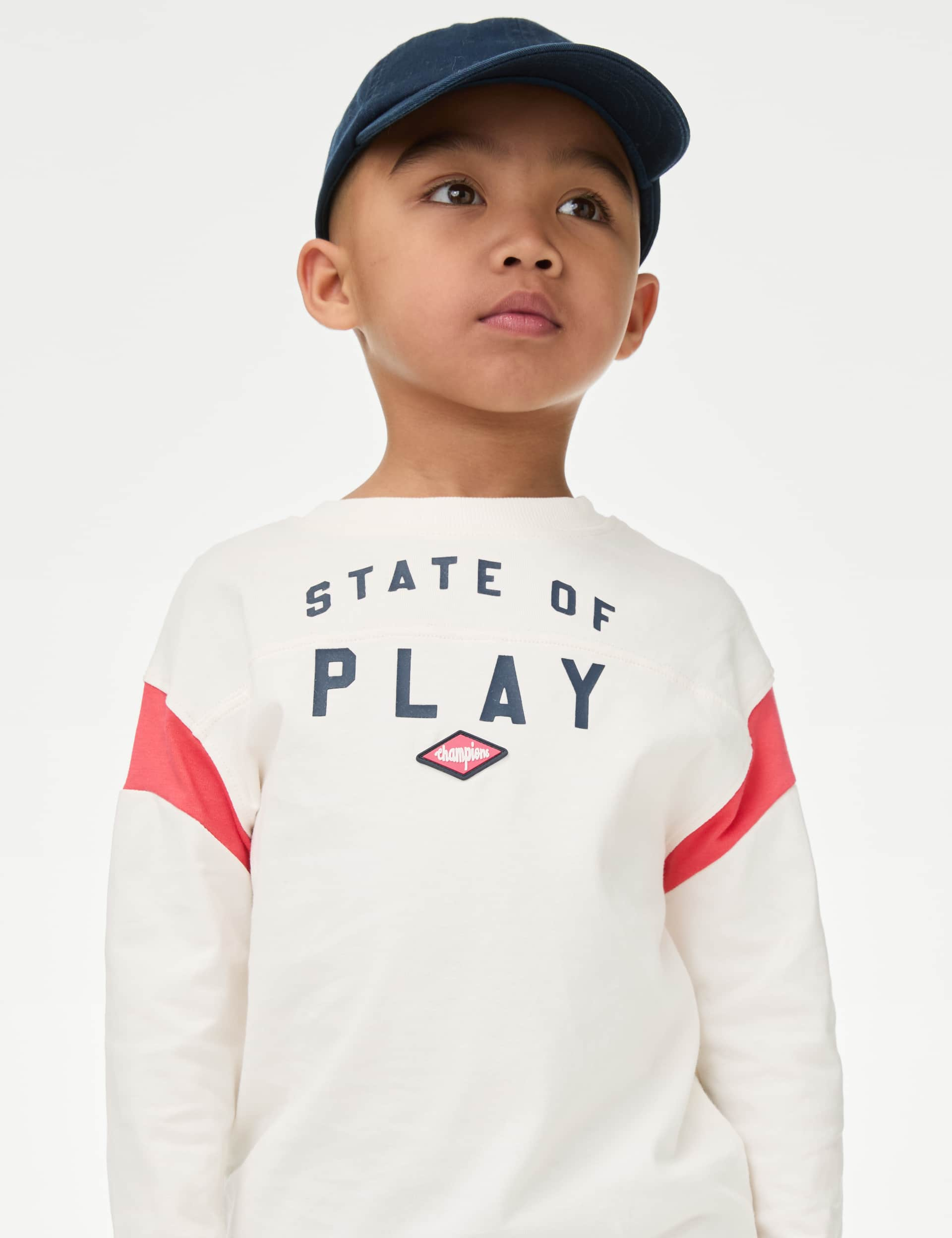 M&S Collection Boys Pure Cotton State of Play Top (2-8 Years) - 3-4 Y - Cream Mix, Cream Mix