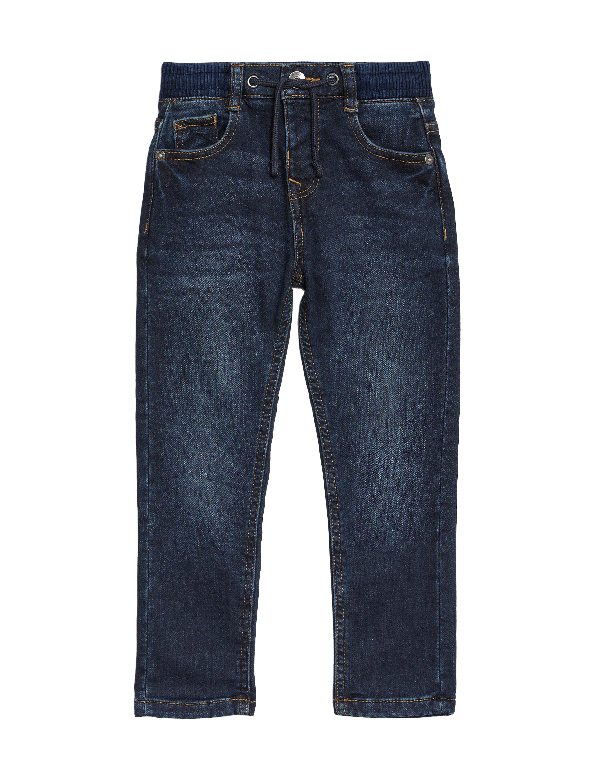 M&S Collection Boys Regular Cotton Rich Elasticated Waist Jeans (2-8 Yrs) - 2-3 Y - Dark Denim, Dark