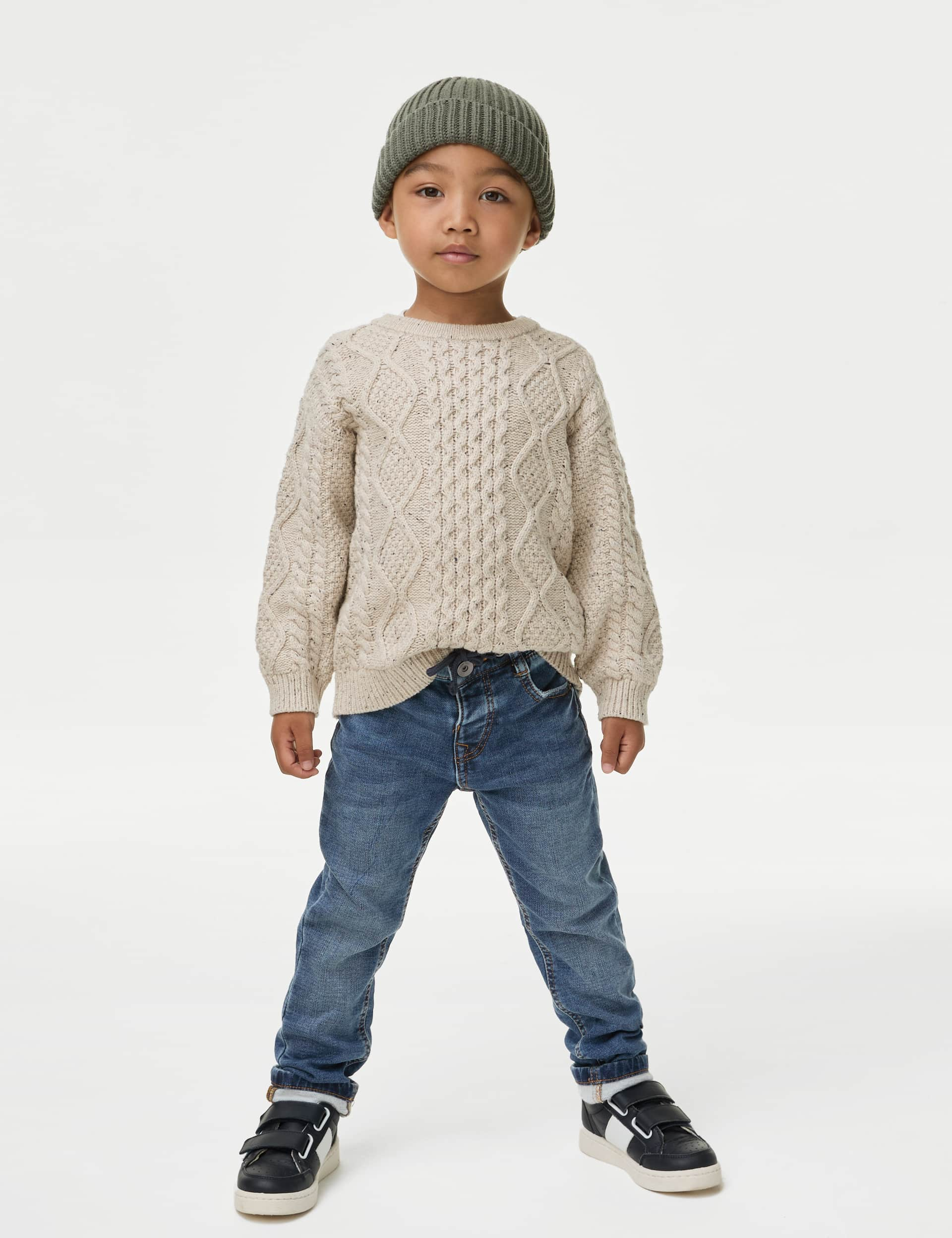 M&S Boys Regular Cotton Rich Elasticated Waist Jeans (2-8 Yrs) - 2-3 Y - Denim, Dark Denim,Denim