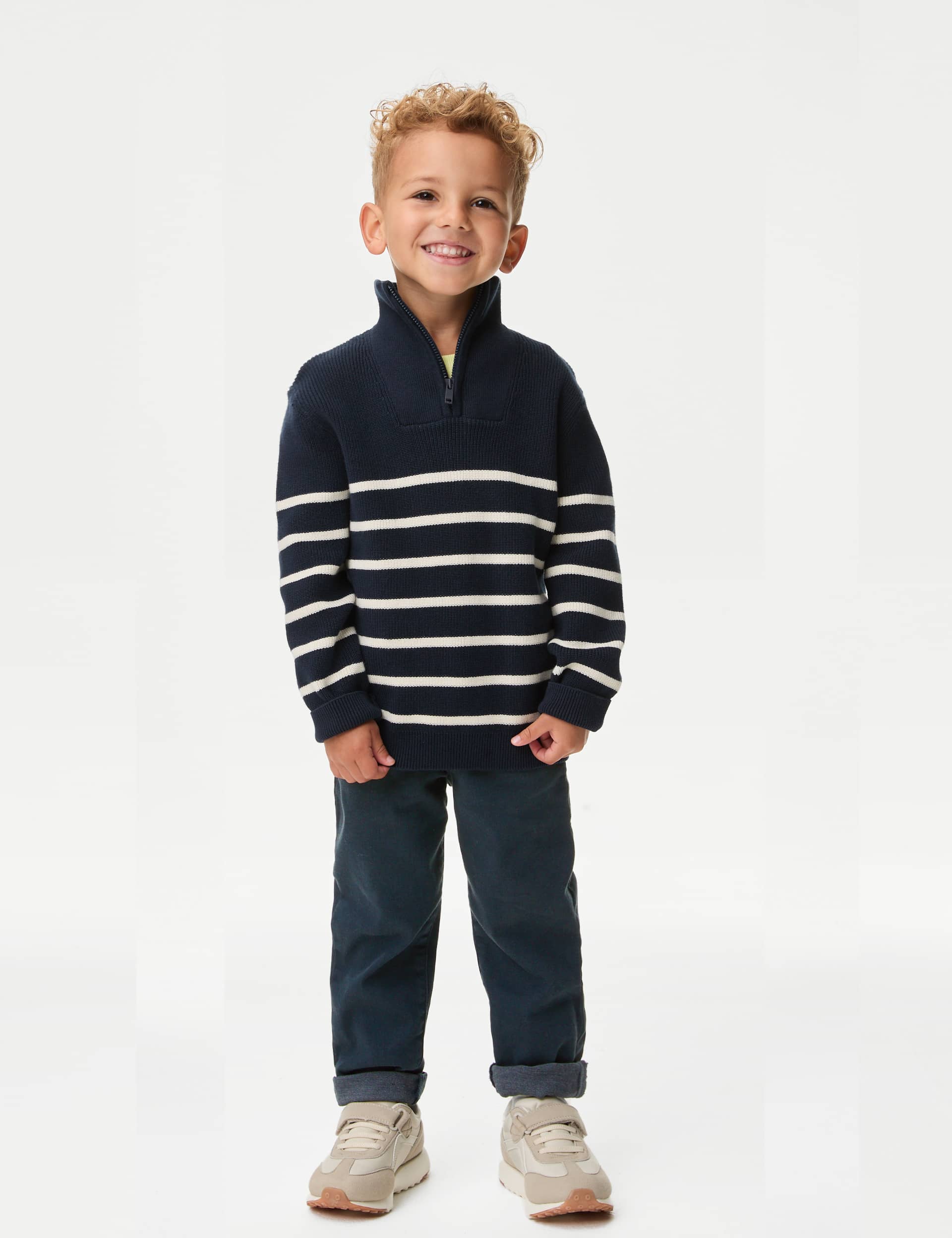 M&S Boys Skinny Cotton Rich Elasticated Waist Jeans (2-8 Yrs) - 5-6 Y - Navy, Navy