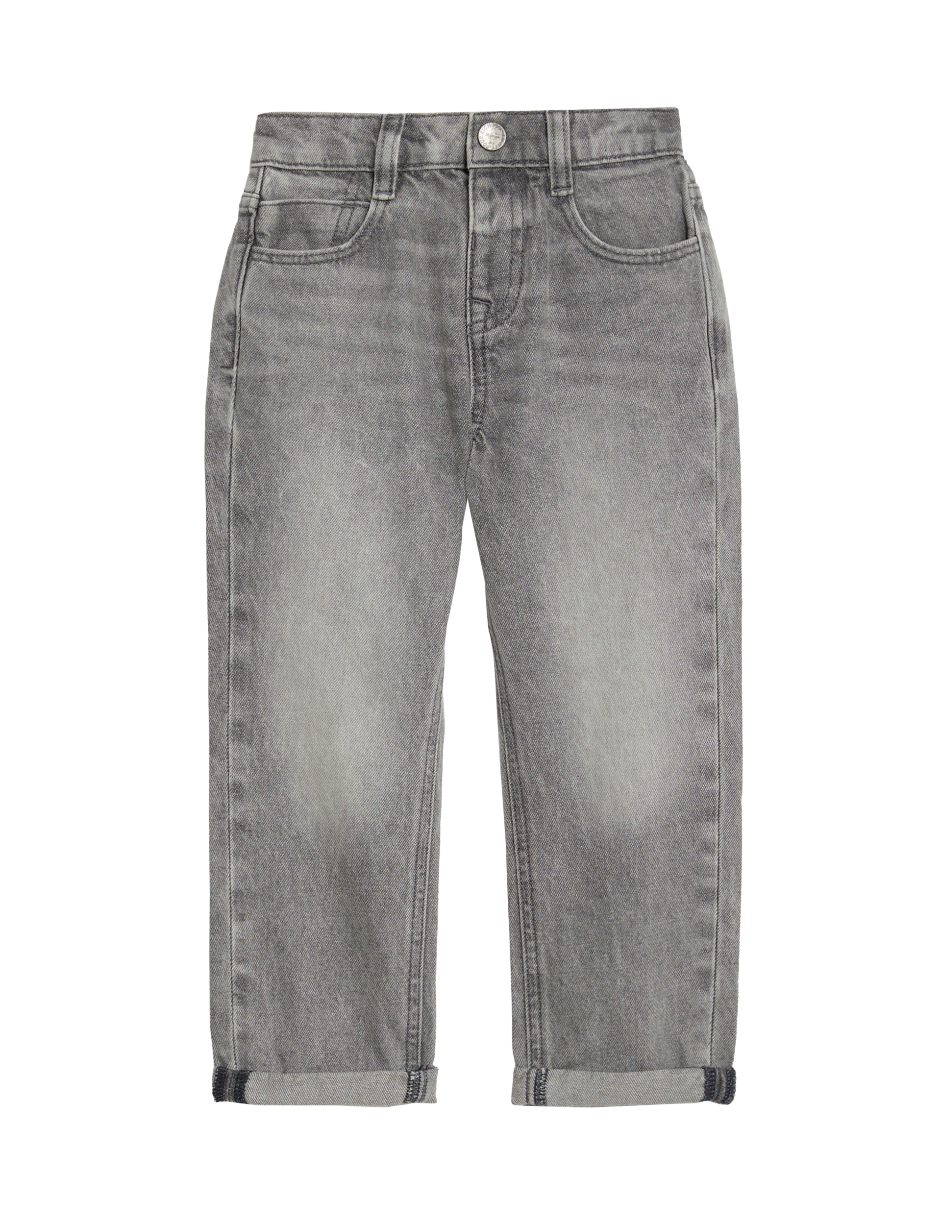 M&S Collection Boys Relaxed Pure Cotton Elasticated Waist Jeans (2-8 Yrs) - 7-8 Y - Grey, Light Deni