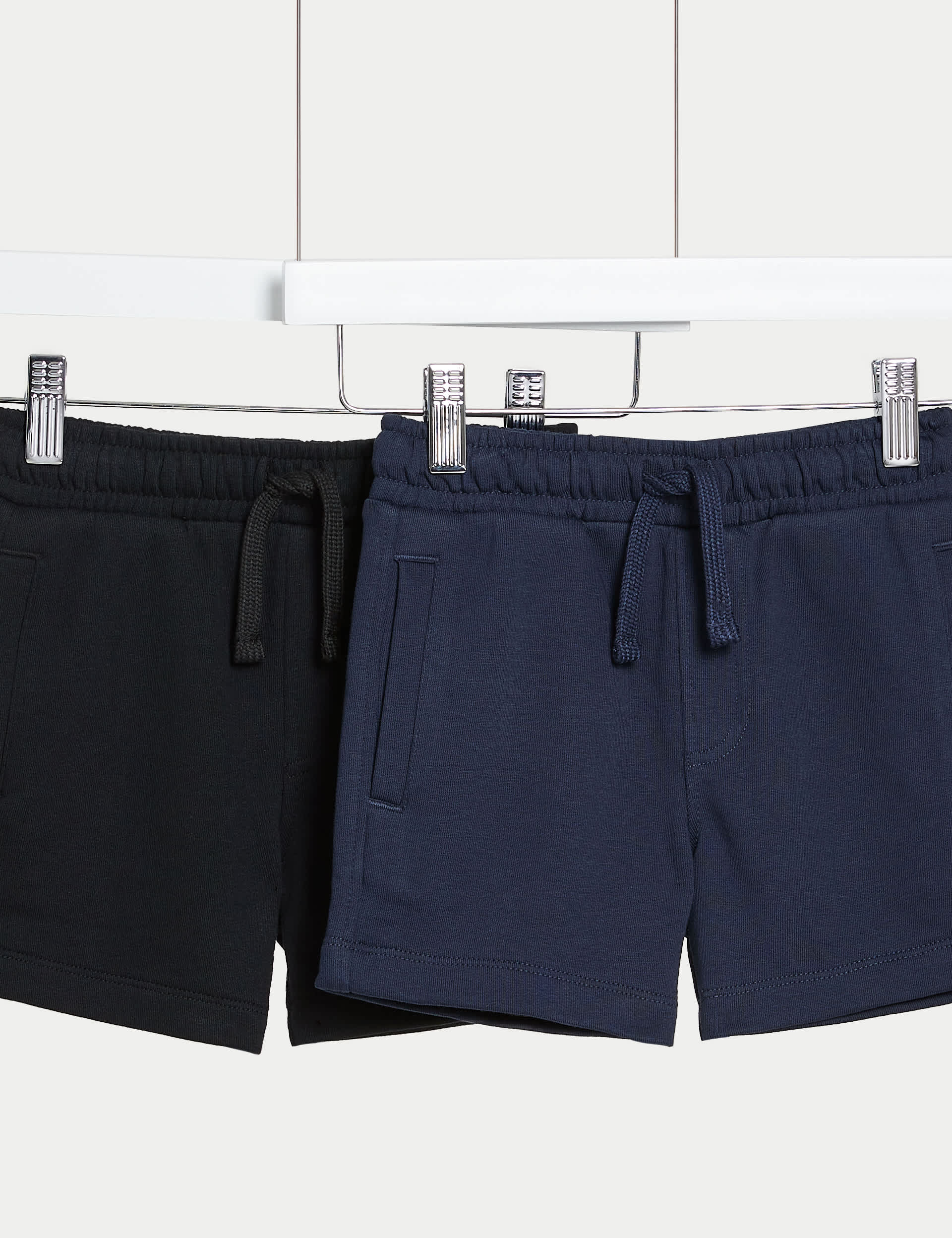 M&S Boys 2pk Cotton Rich Shorts (2-8 Yrs) - 2-3 Y - Black Mix, Navy/Red,Black Mix,Navy/Grey