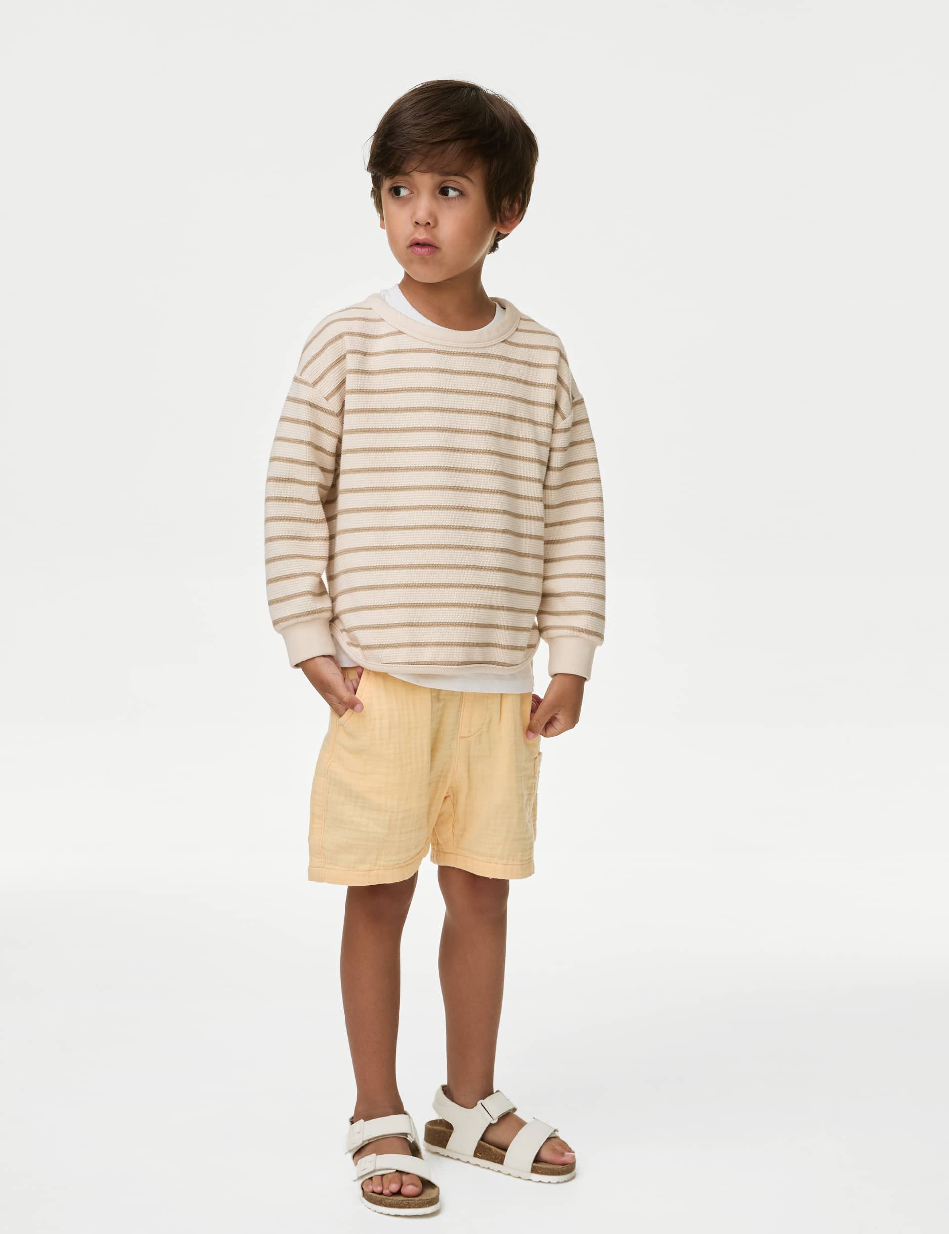 M&S Boys Pure Cotton Shorts (2-8 Yrs) - 4-5 Y - Yellow, Yellow